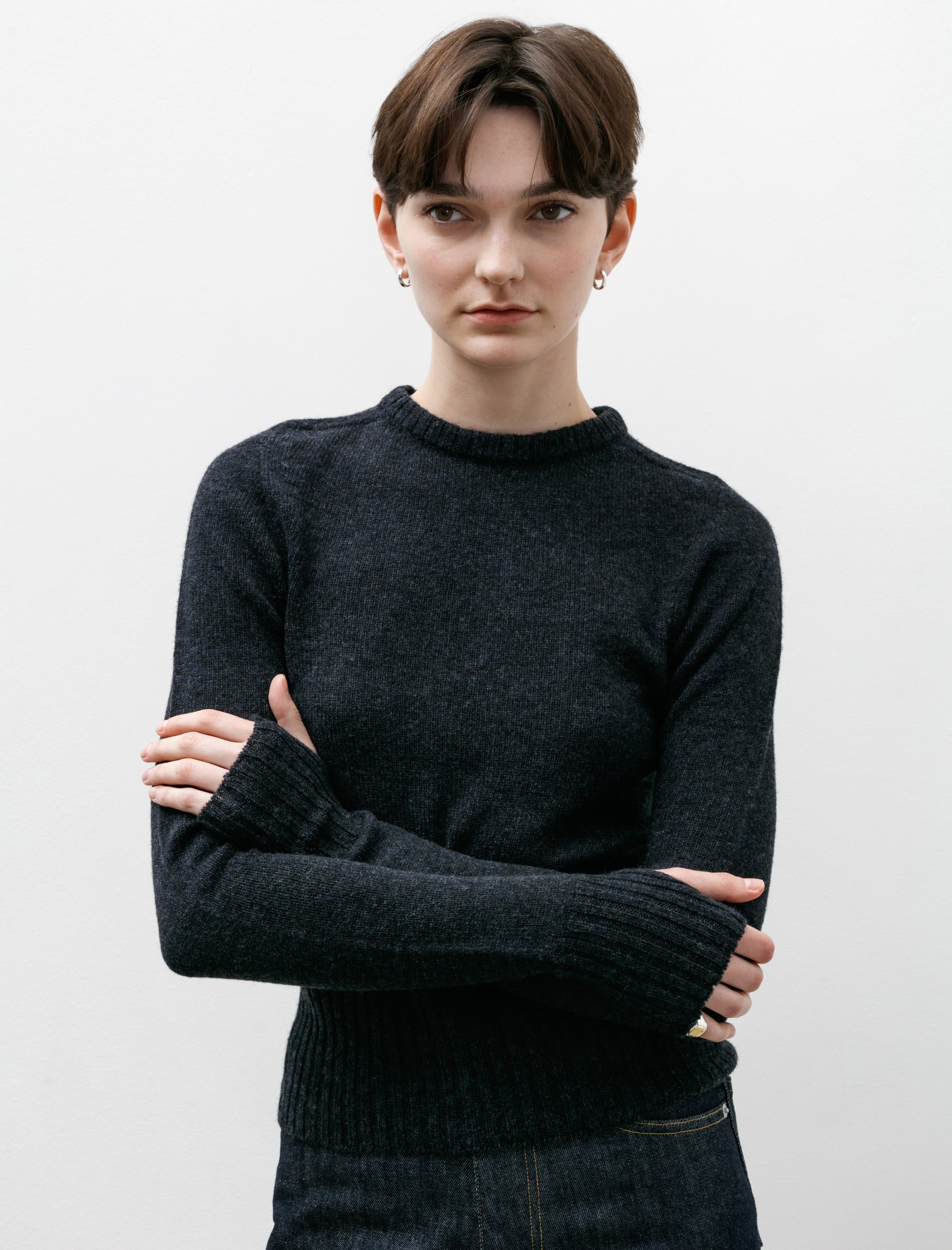 Lemaire Fitted Sweater Midnight Navy Melange