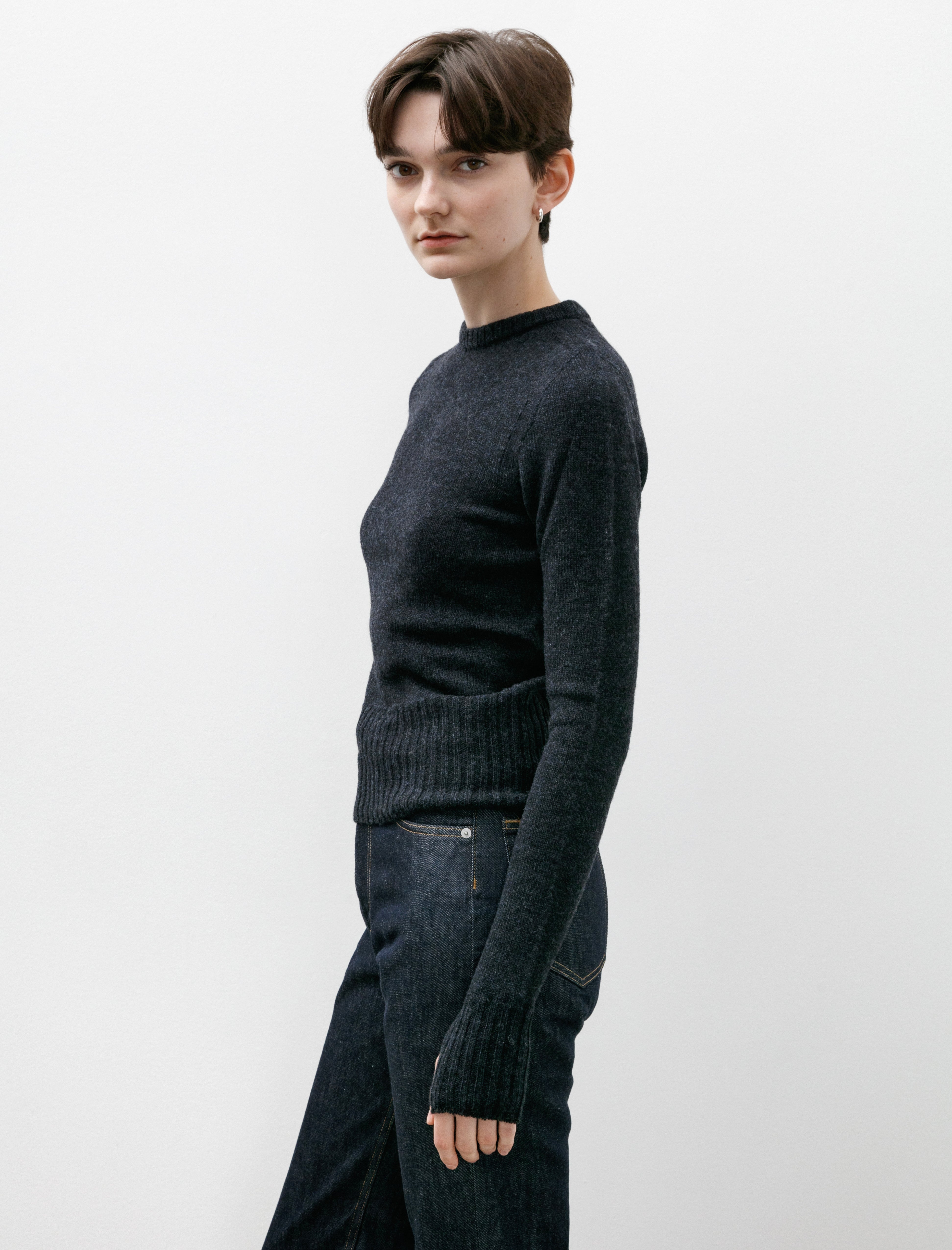 Lemaire Fitted Sweater Midnight Navy Melange