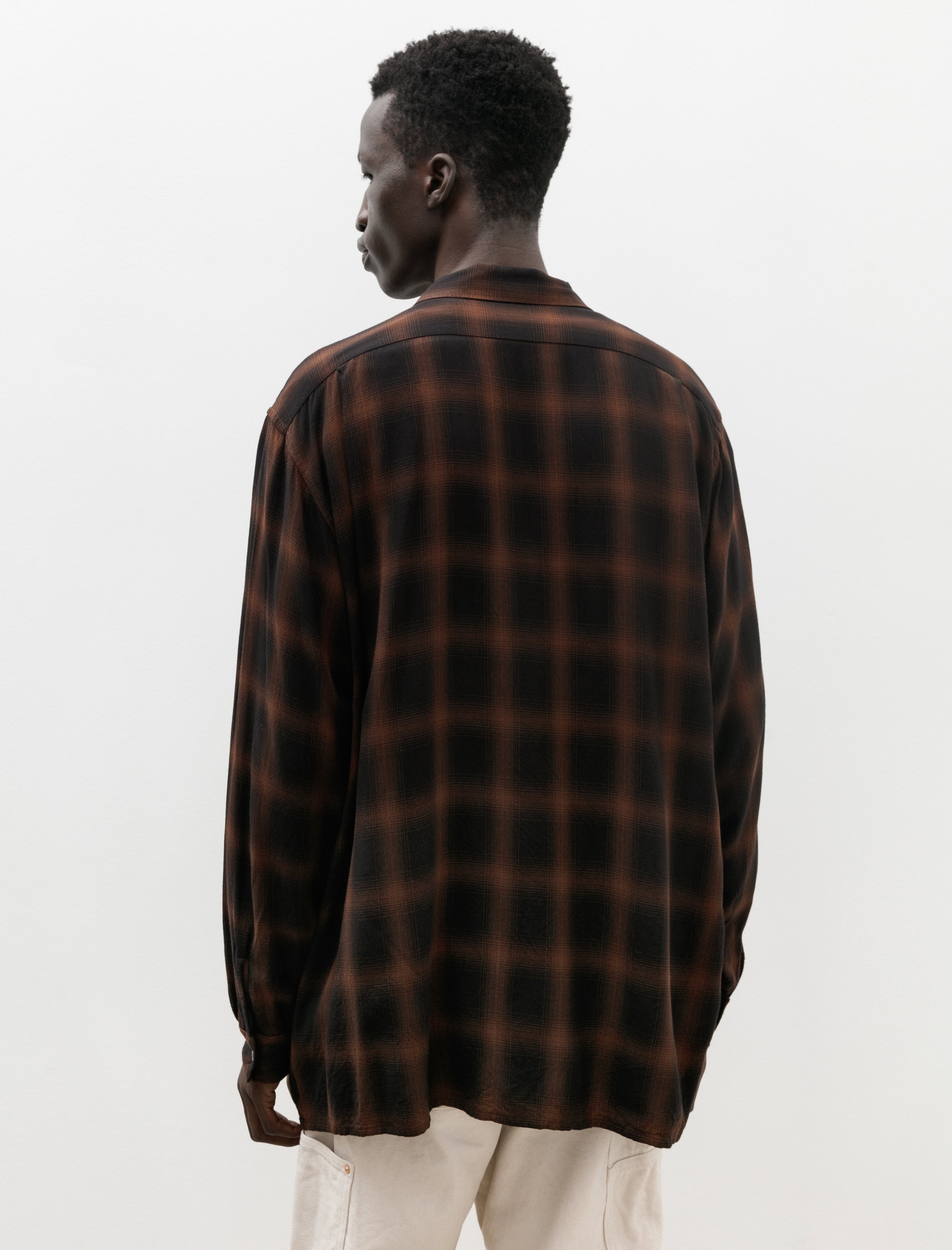 Comoli Rayon Open Collar Shirt Check