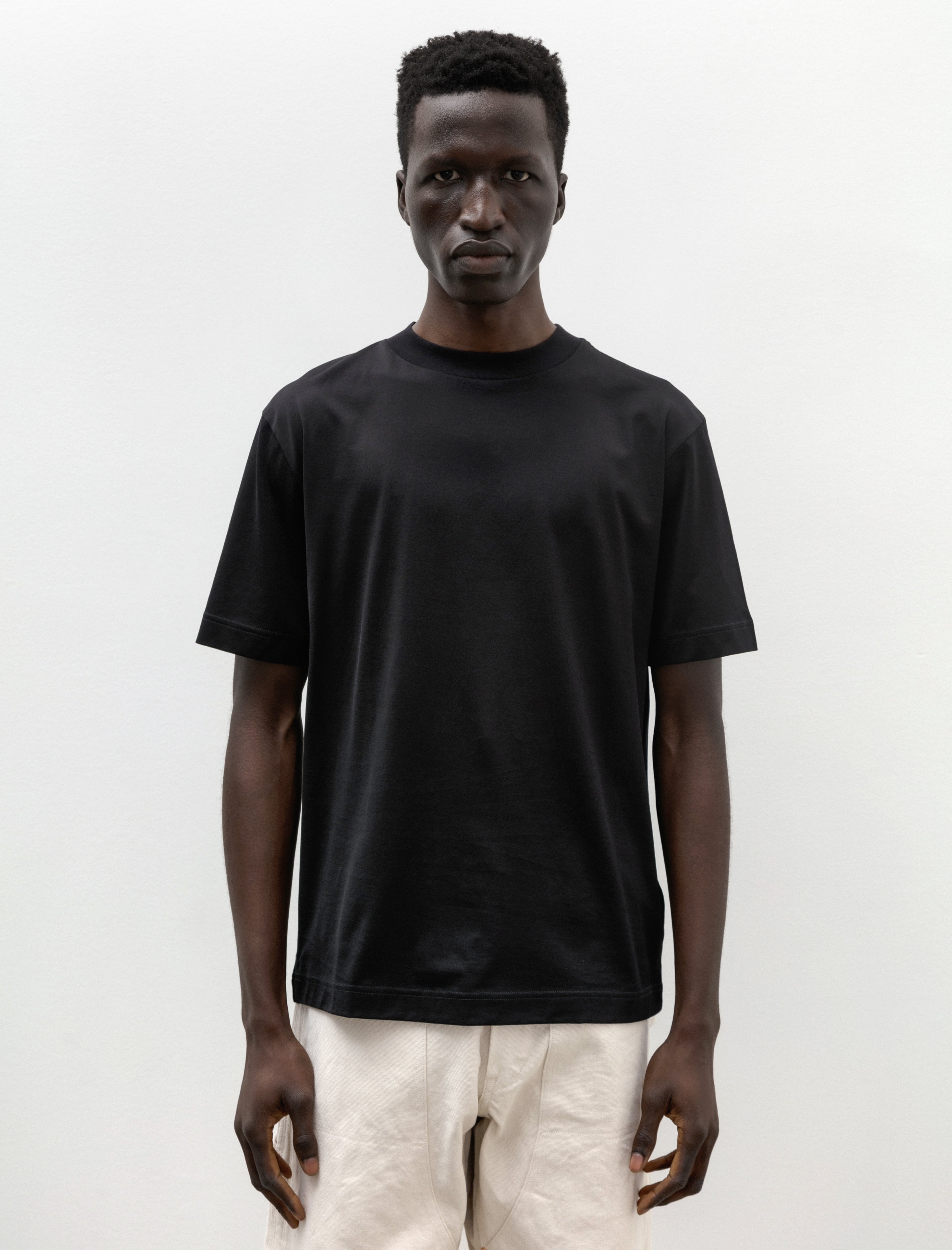 Sunspel SS Mock Neck T-Shirt Black