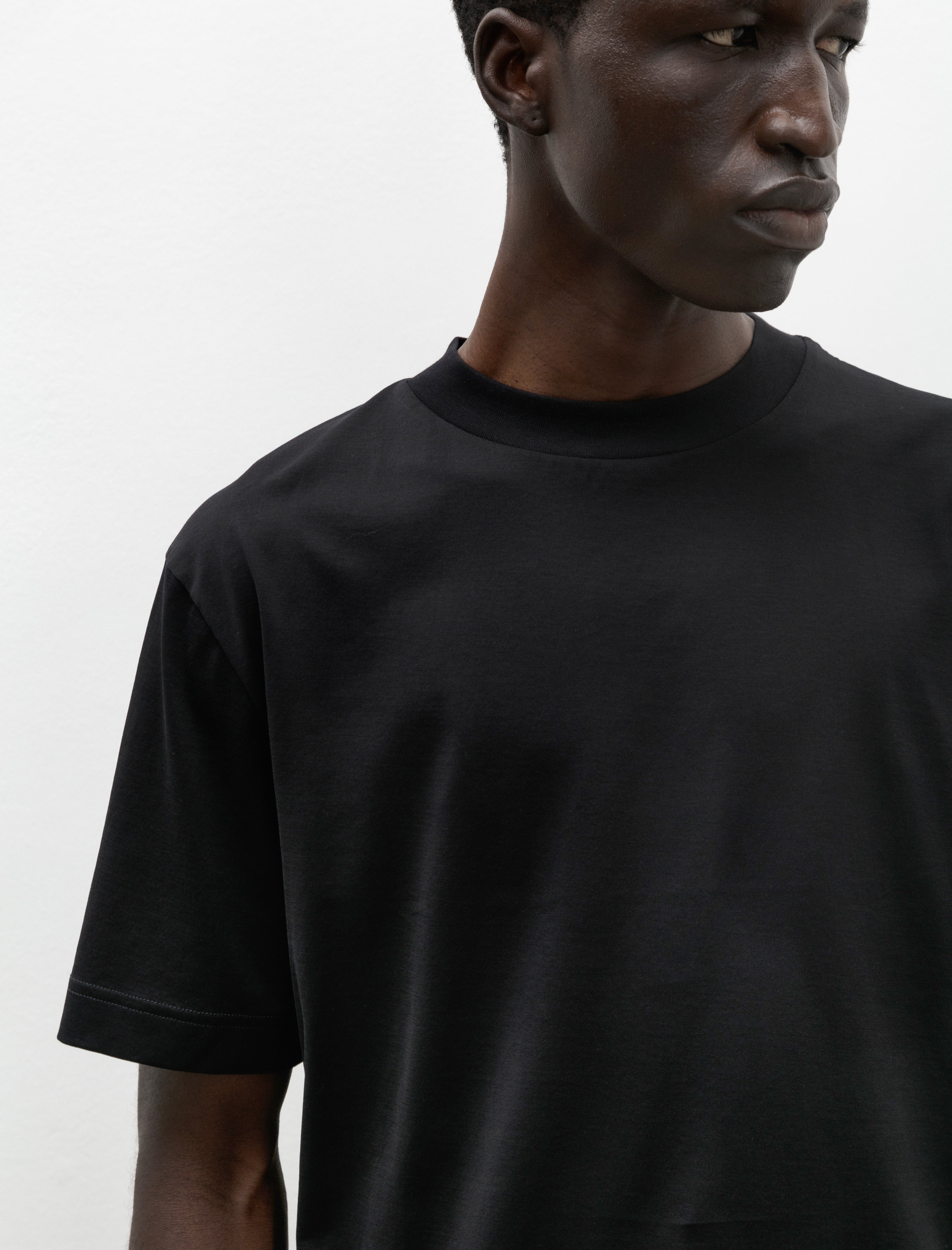 Sunspel SS Mock Neck T-Shirt Black