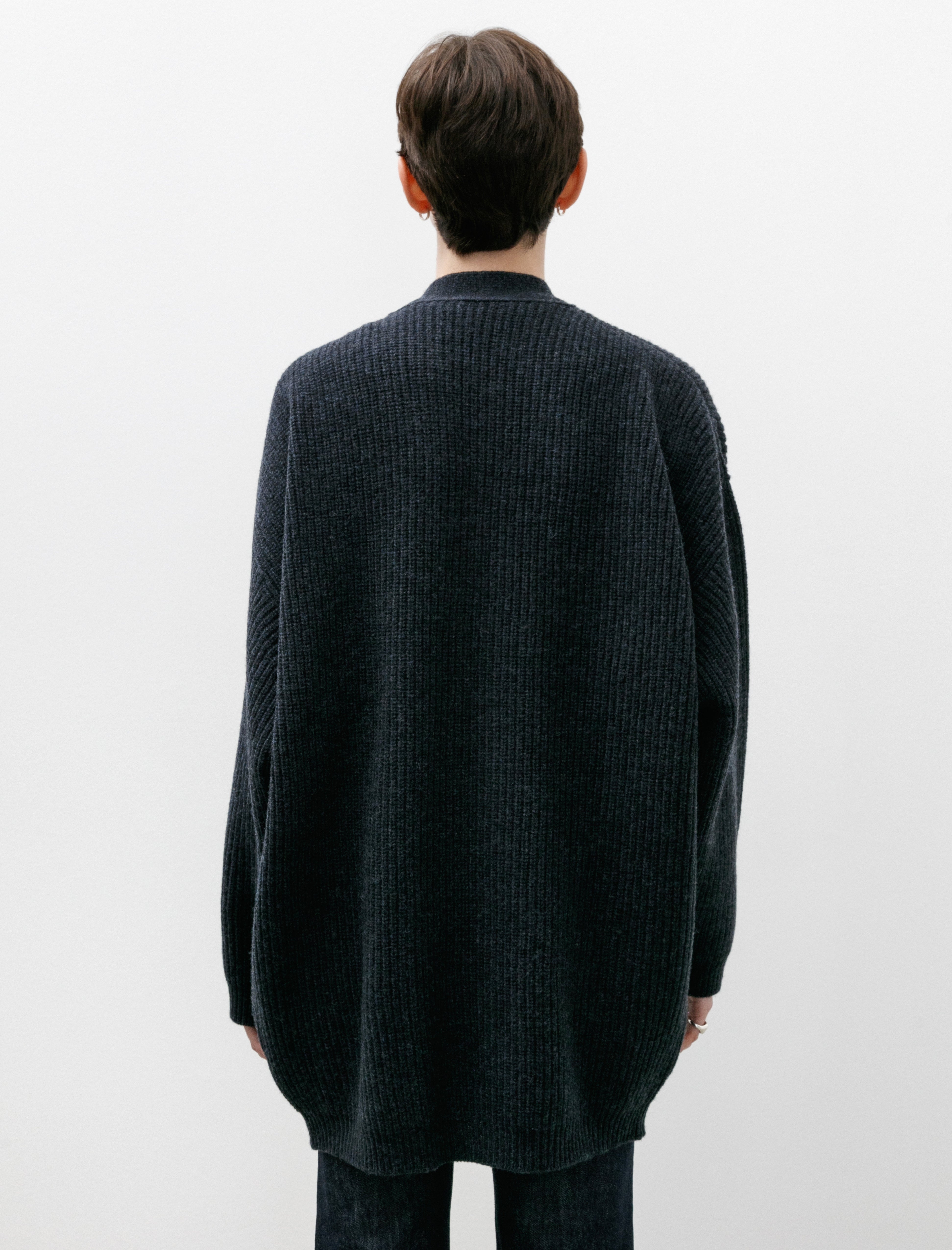 Lemaire Felted Cardi Coat W Midnight Navy Melange