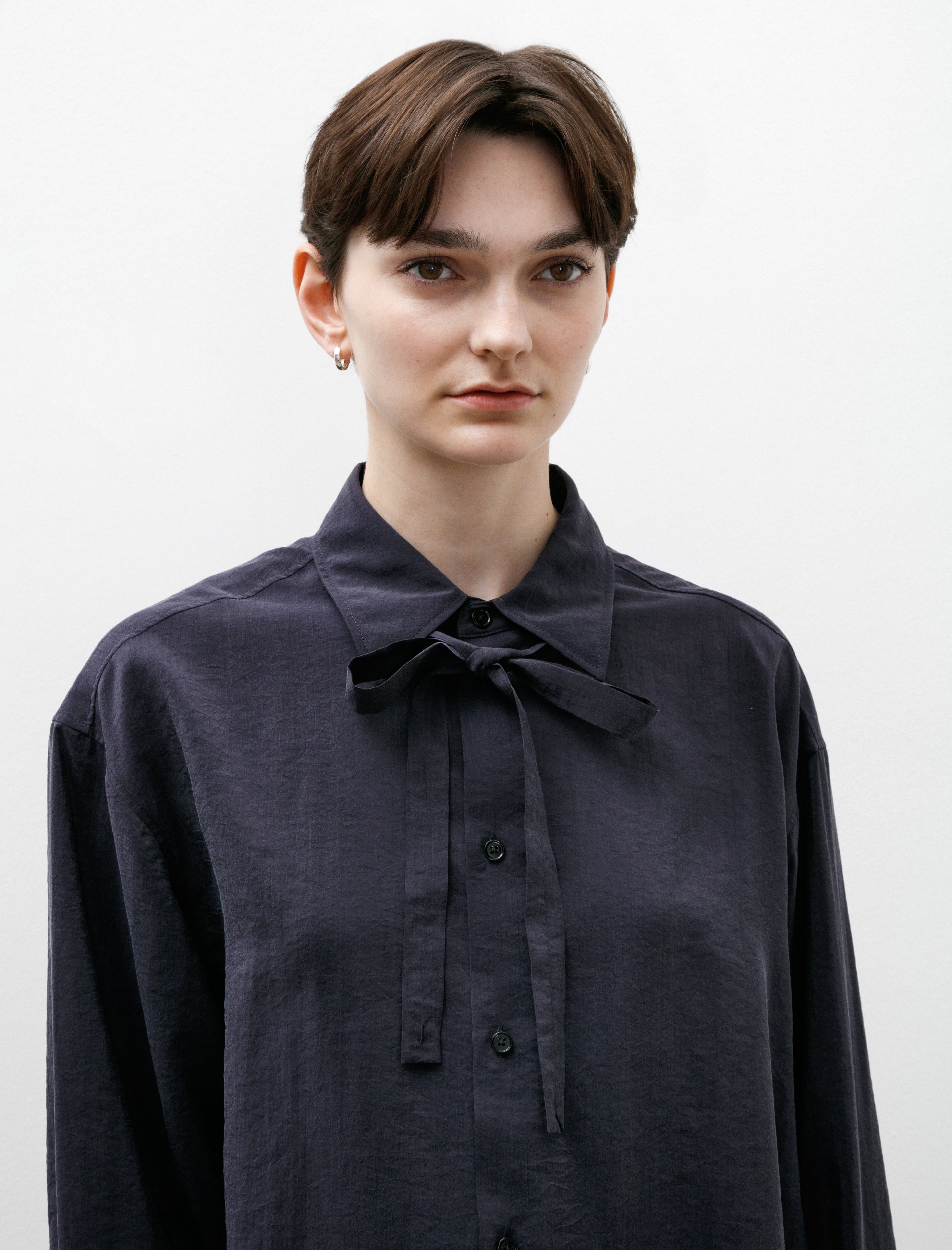 Lemaire Long Shirt with Ties Midnight Violet