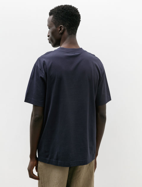 Sunspel SS Mock Neck T-Shirt Navy