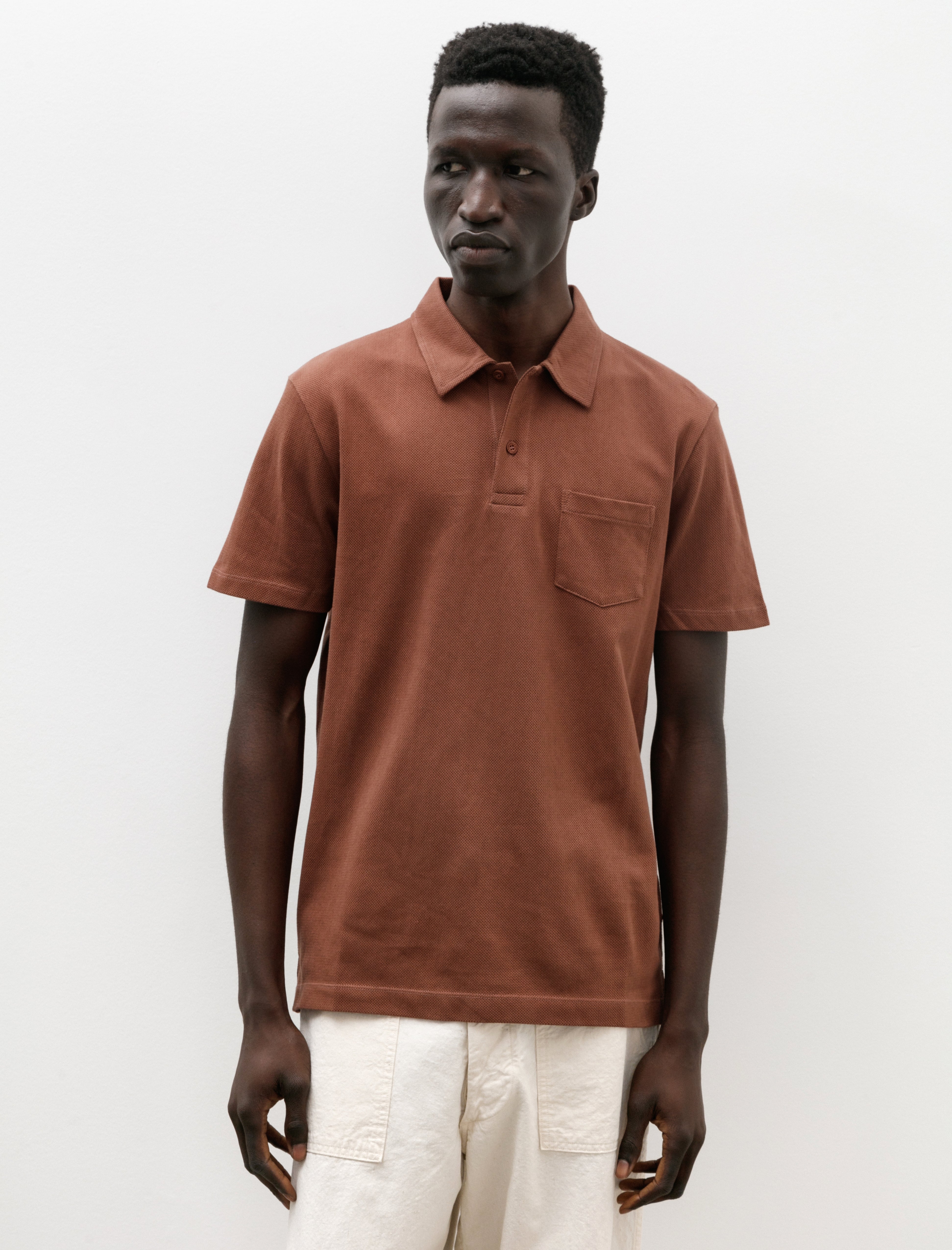 Sunspel Riviera Polo Shirt Brown