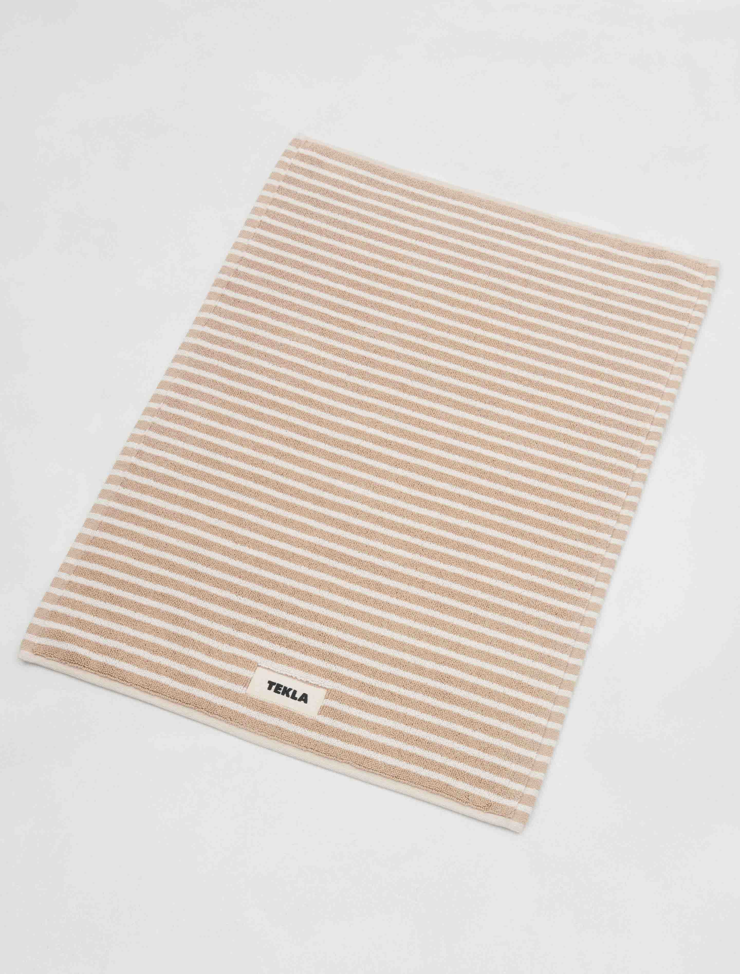 Tekla Heavyweight Cotton Bath Mat Ivory Stripes