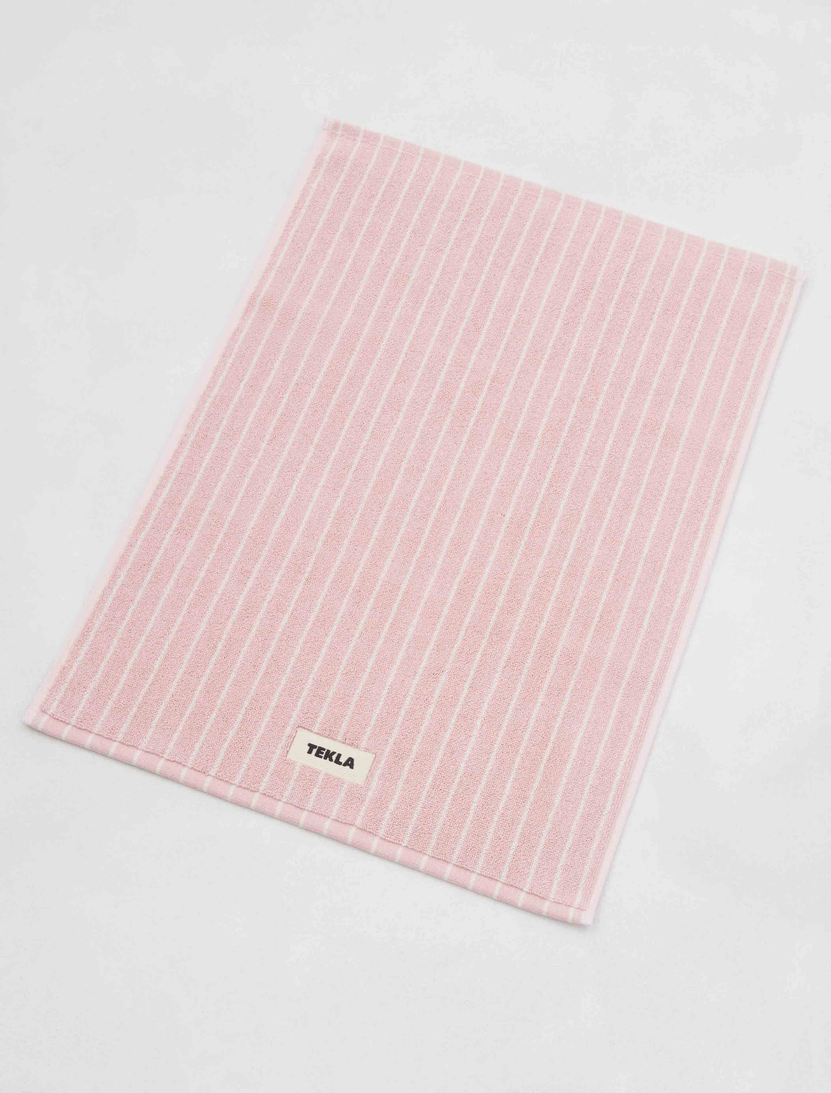 Tekla Heavyweight Cotton Bath Mat Shaded Pink Stripes