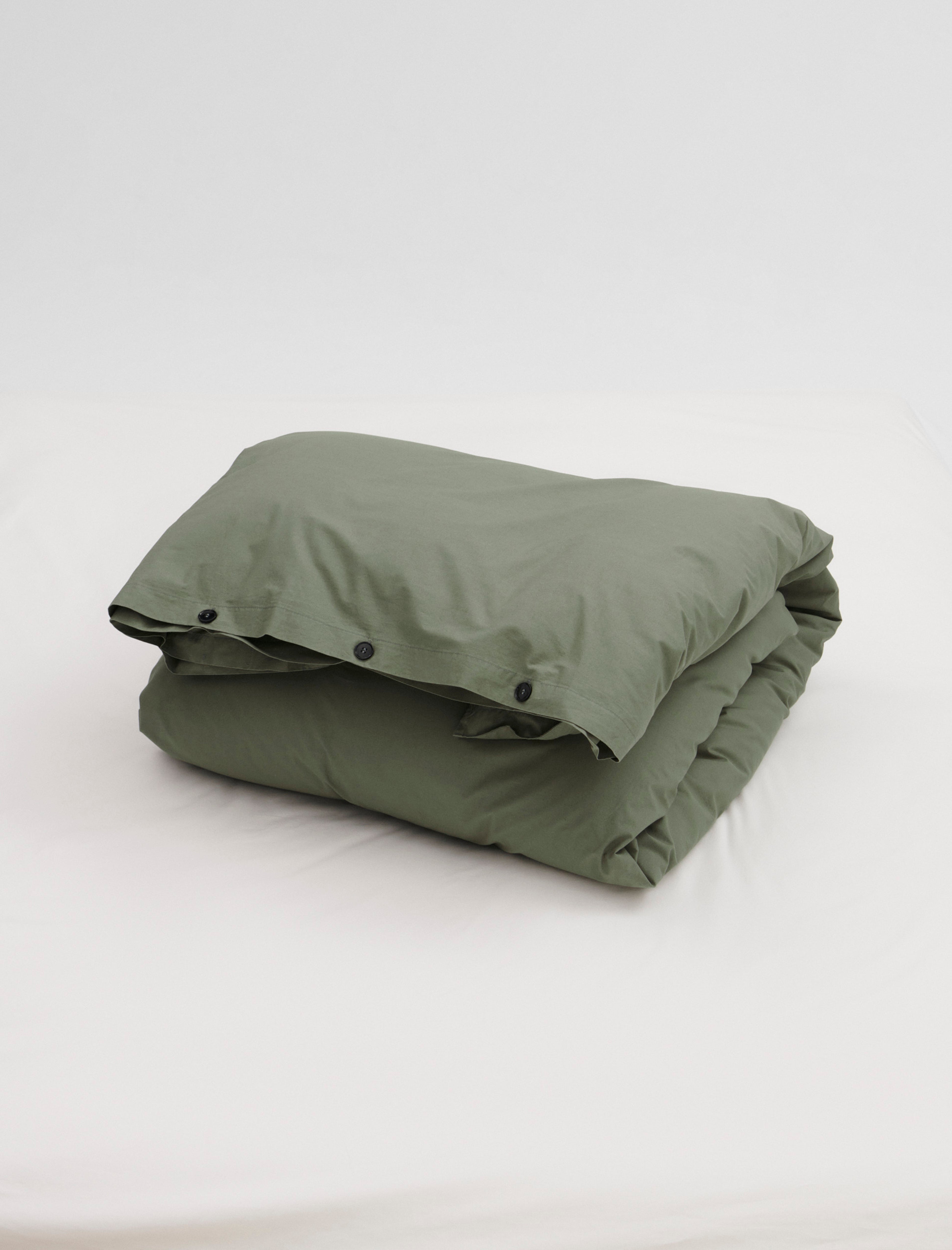 Tekla Percale Double Duvet Cover Olive Green