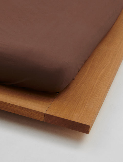 Tekla Percale Fitted Sheet Cocoa Brown