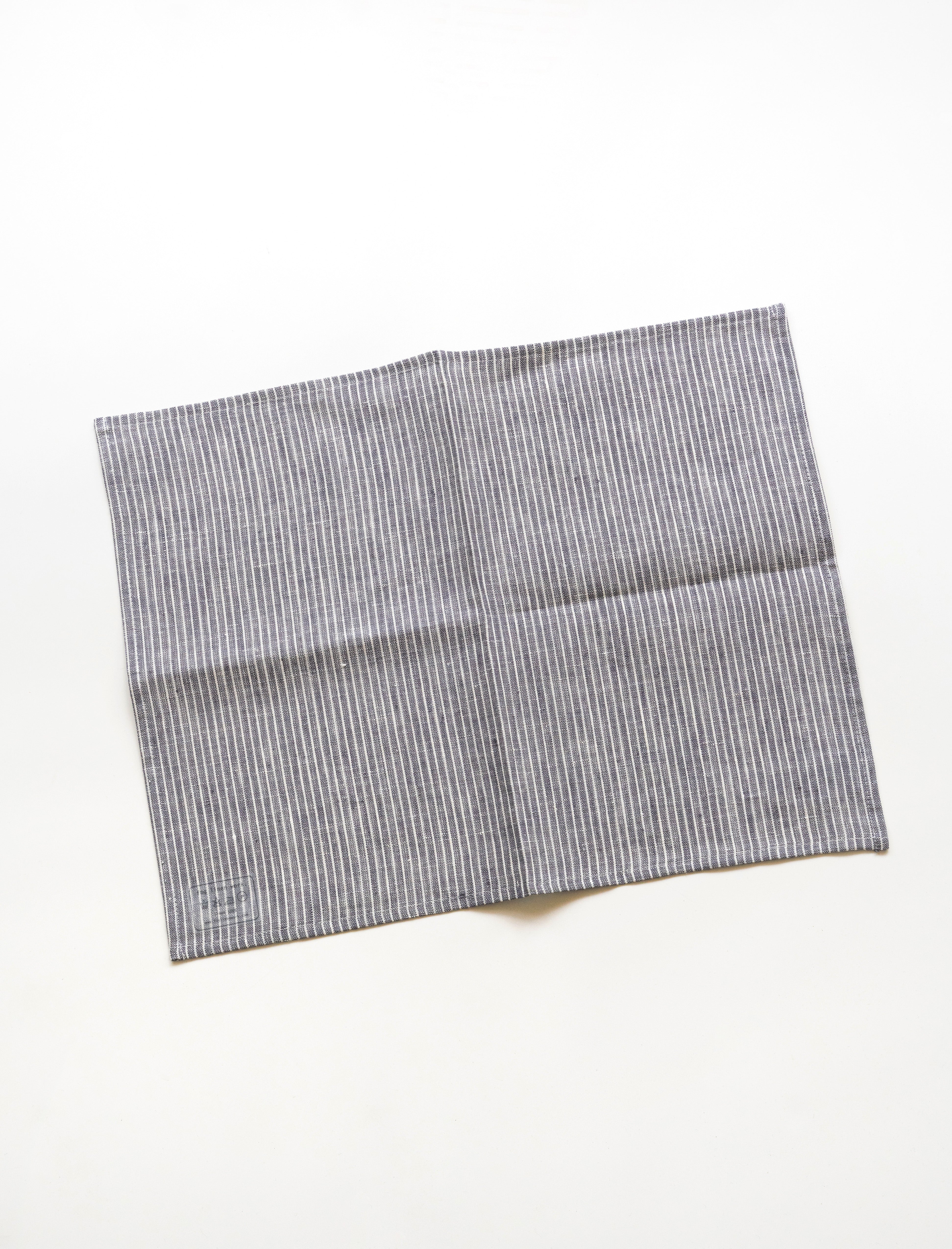 Fog Linen Linen Placemat Grey White Stripe