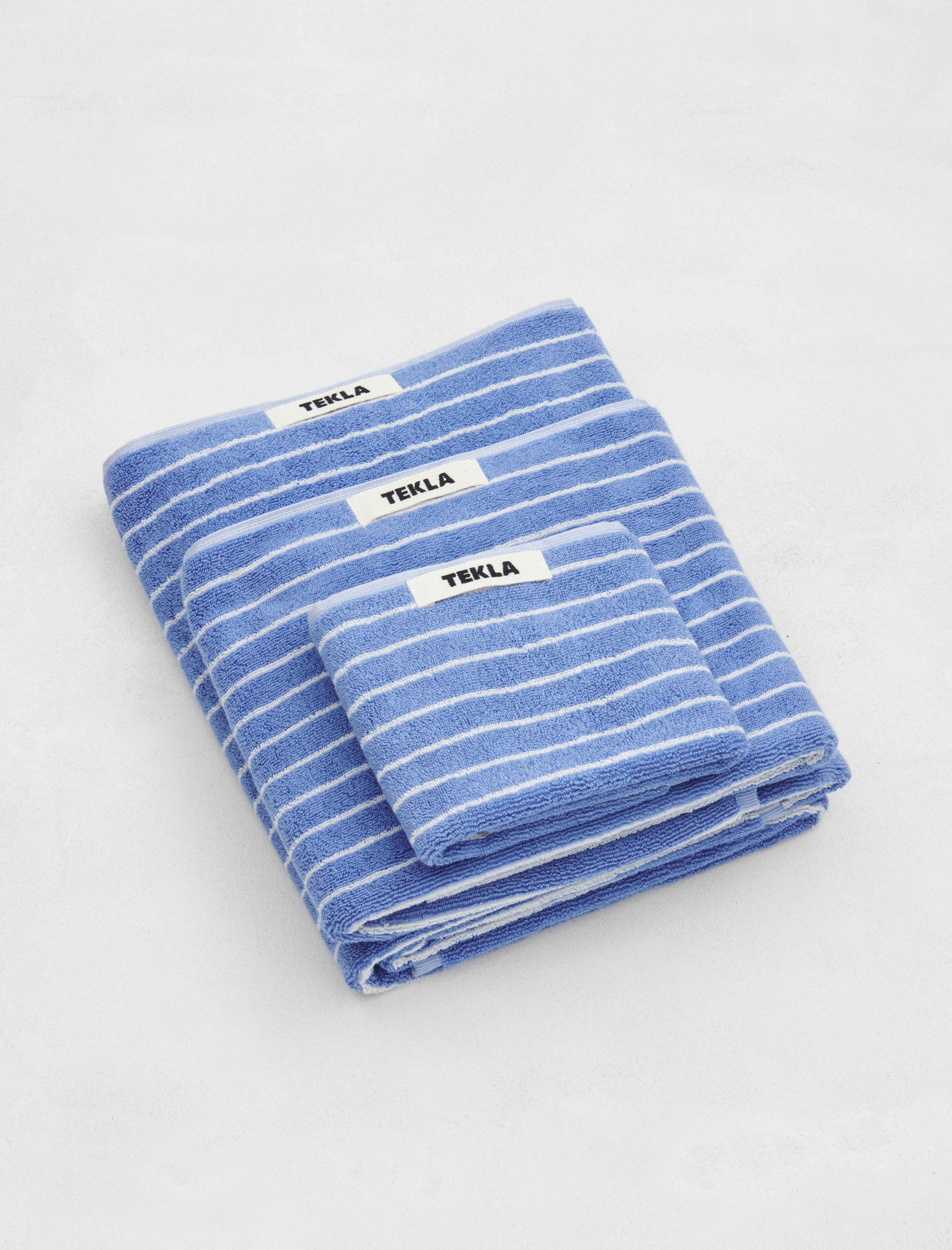 Tekla Terry Towel Clear Blue Stripes