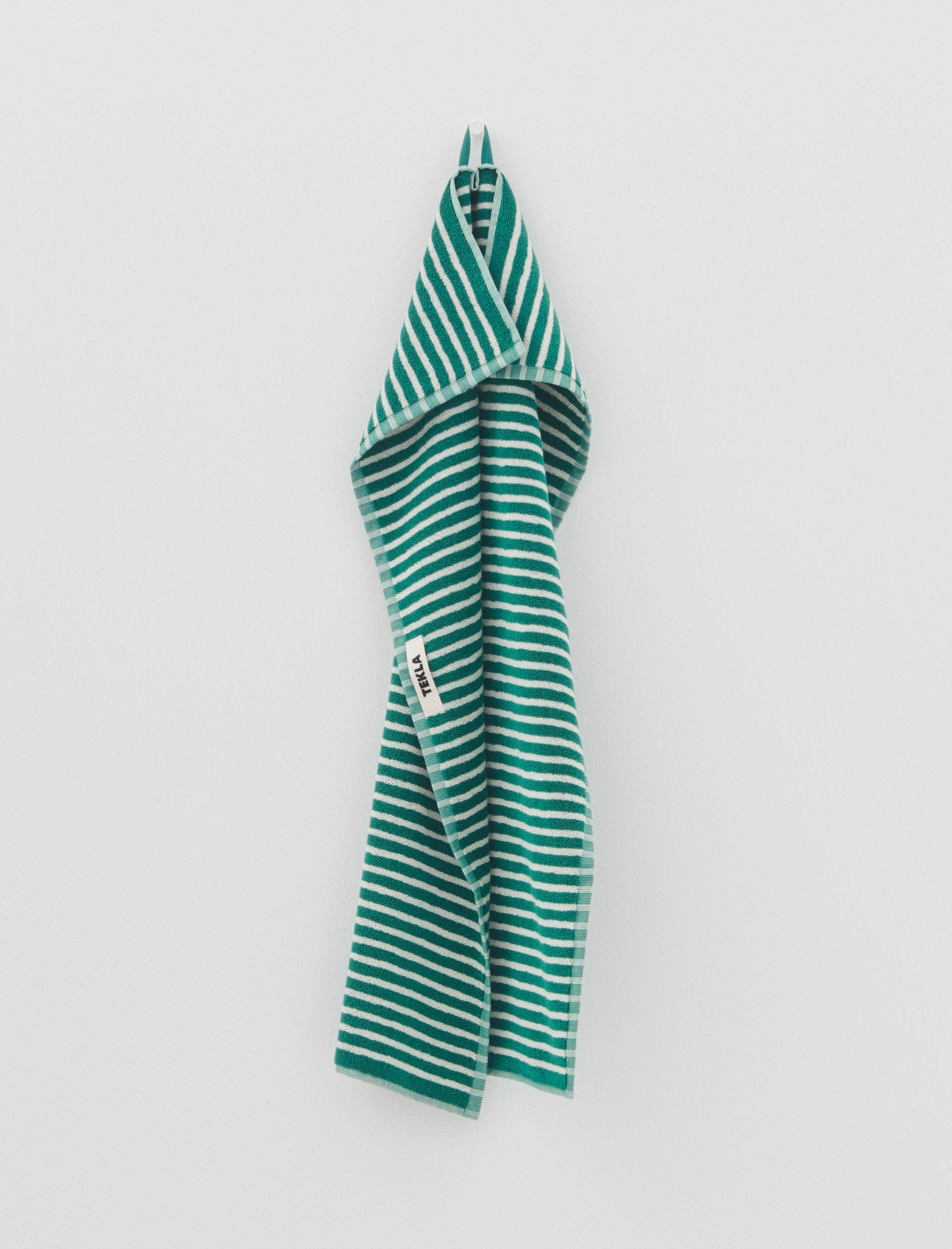 Tekla Terry Towel Teal Green Stripes