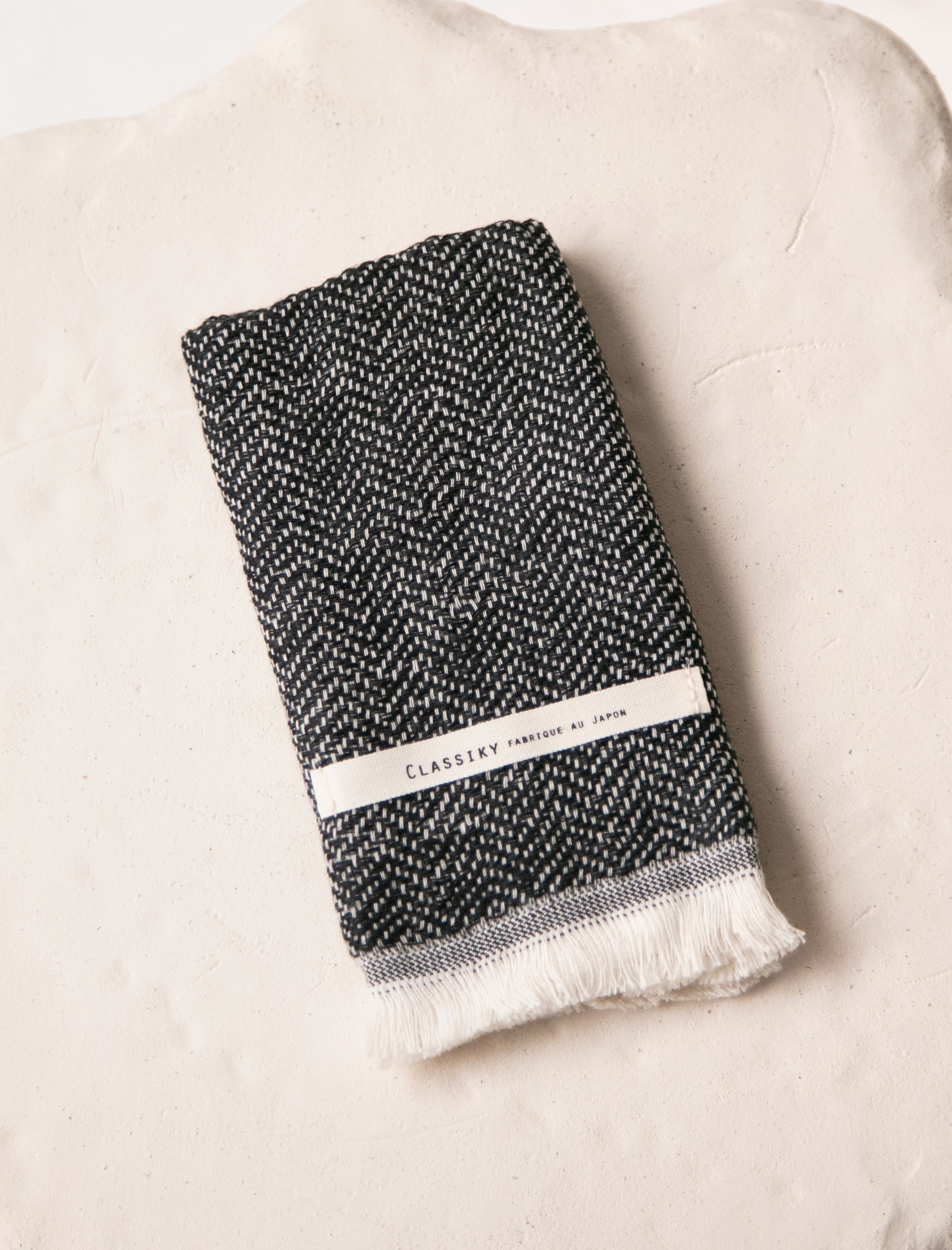 Classiky Herringbone Face Towel Black 