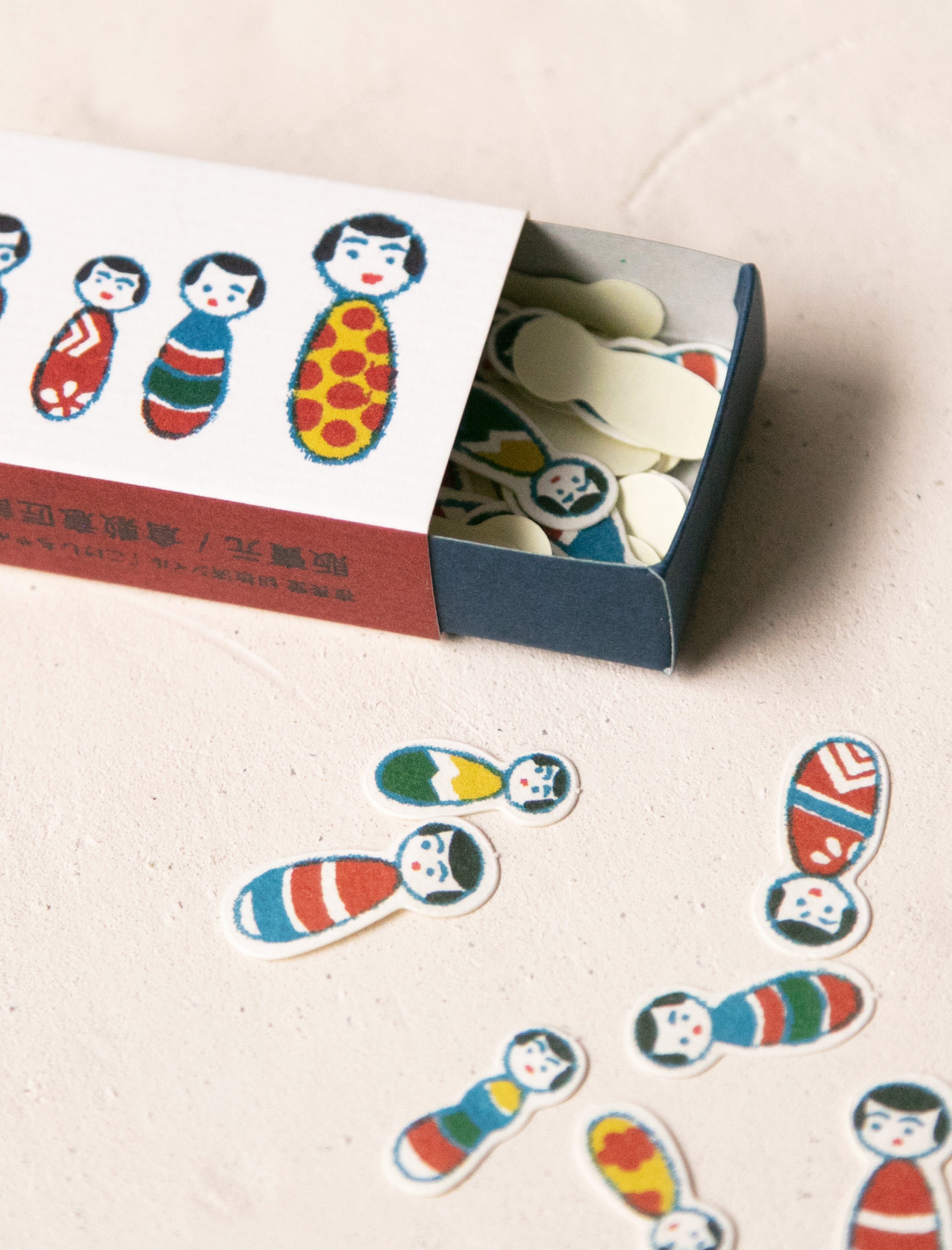 Classiky Matchbox Stickers Kokeshi Dolls