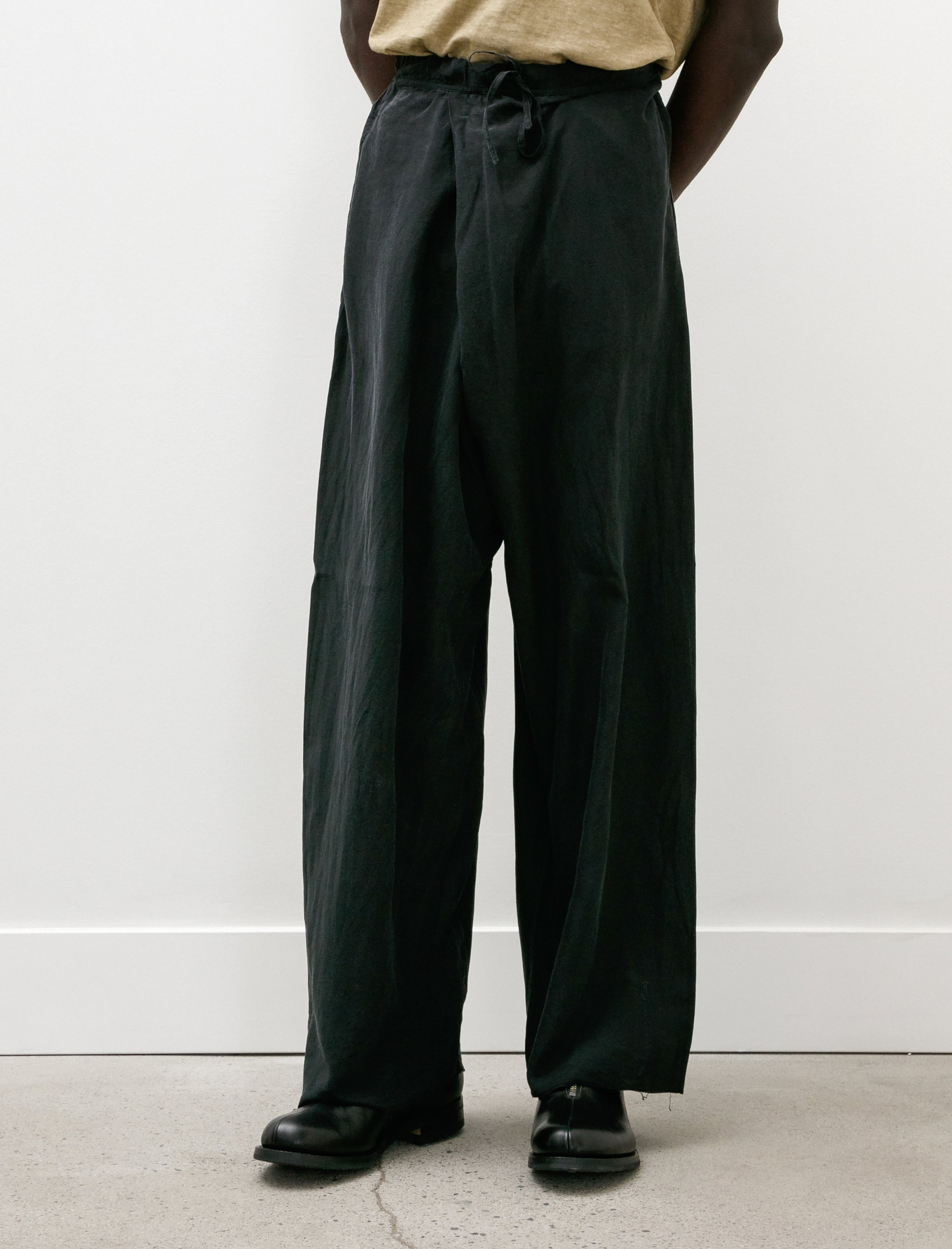 Gabriela Coll Garments No. 310 Silk Pongee Crossed Trousers Black