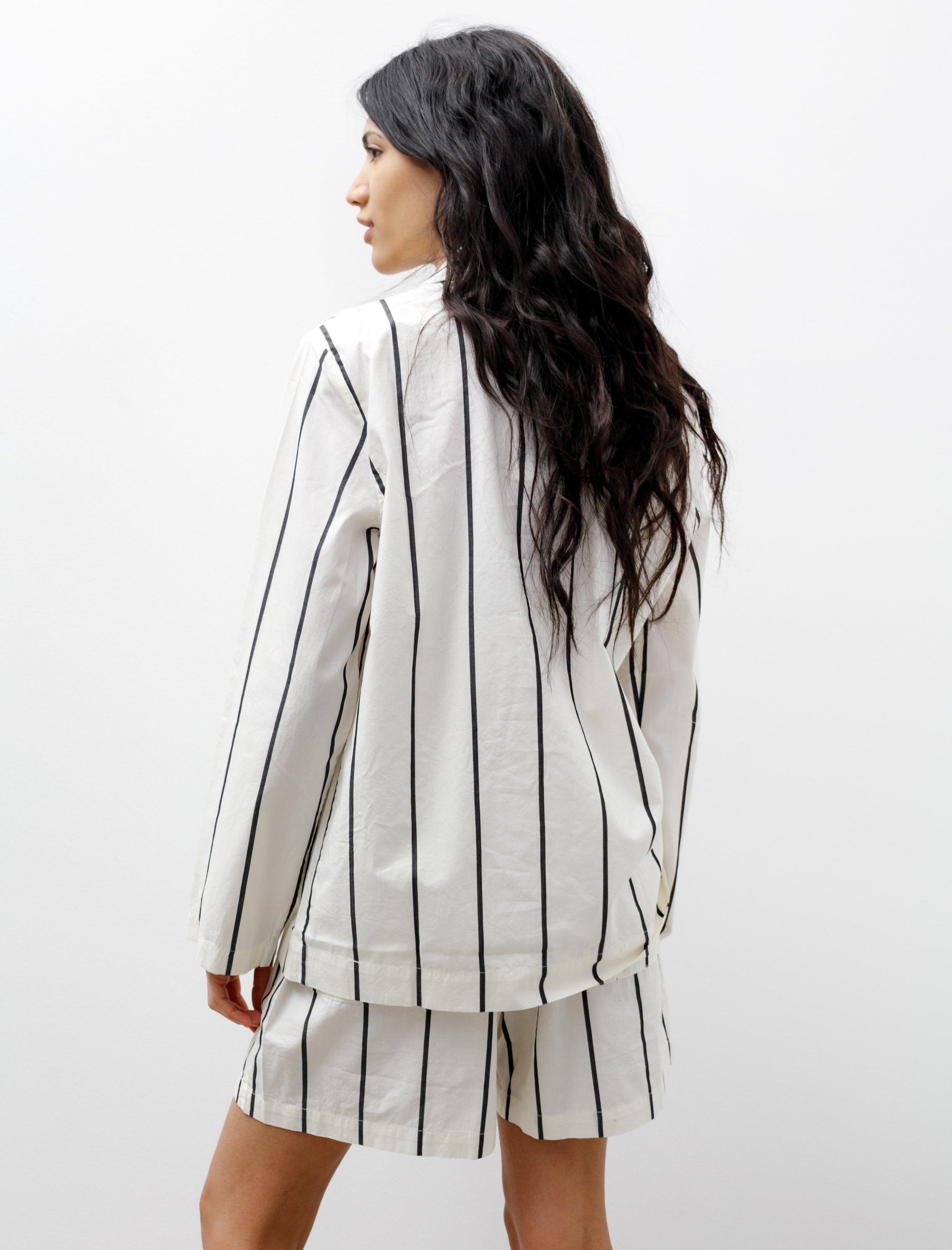 Tekla Poplin Pyjamas Shirt Shadow Stripe