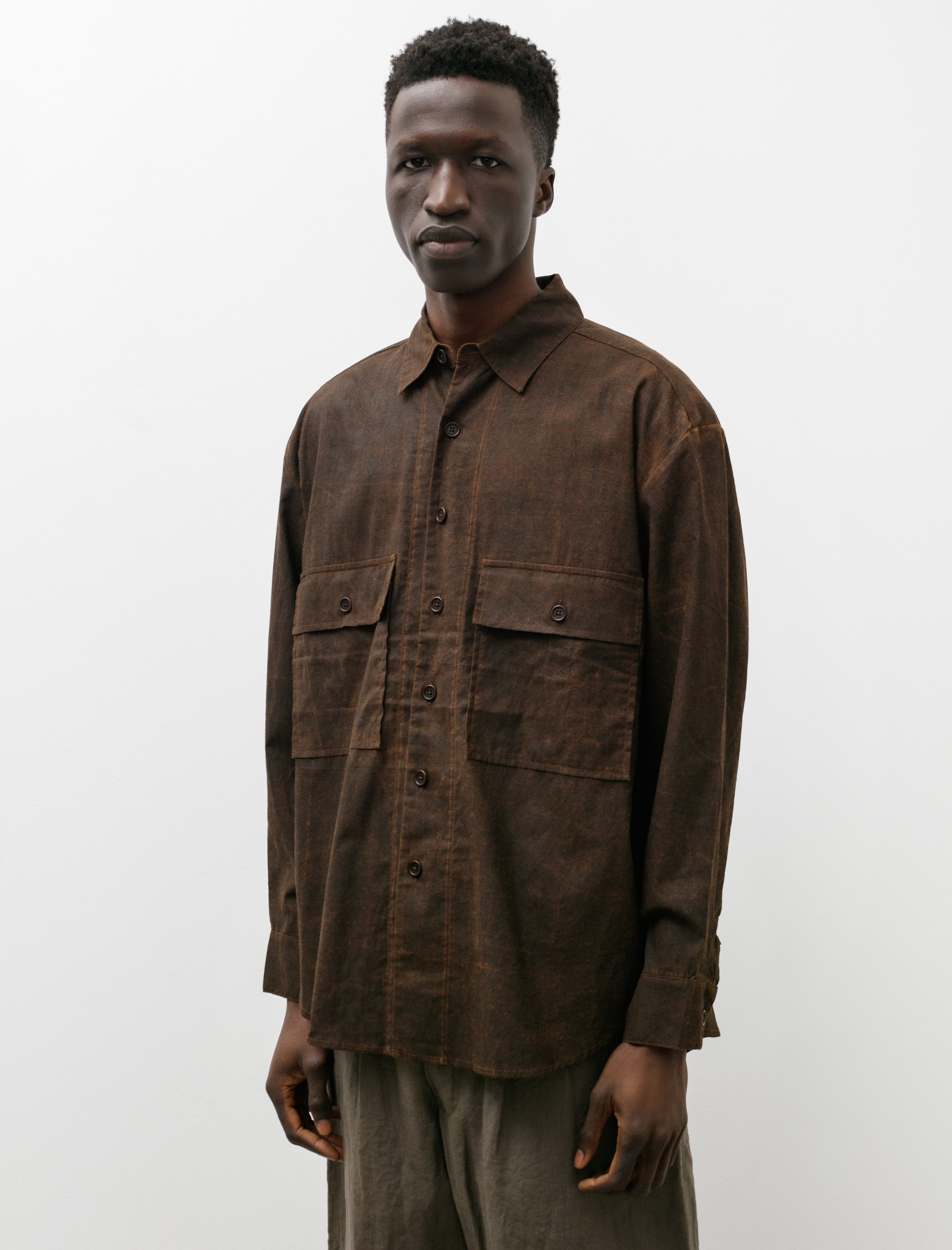 Big Shirt Mud Dyed Cotton Batiste Brown