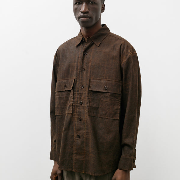 Evan Kinori Big Shirt Mud Dyed Cotton Batiste Brown – Neighbour