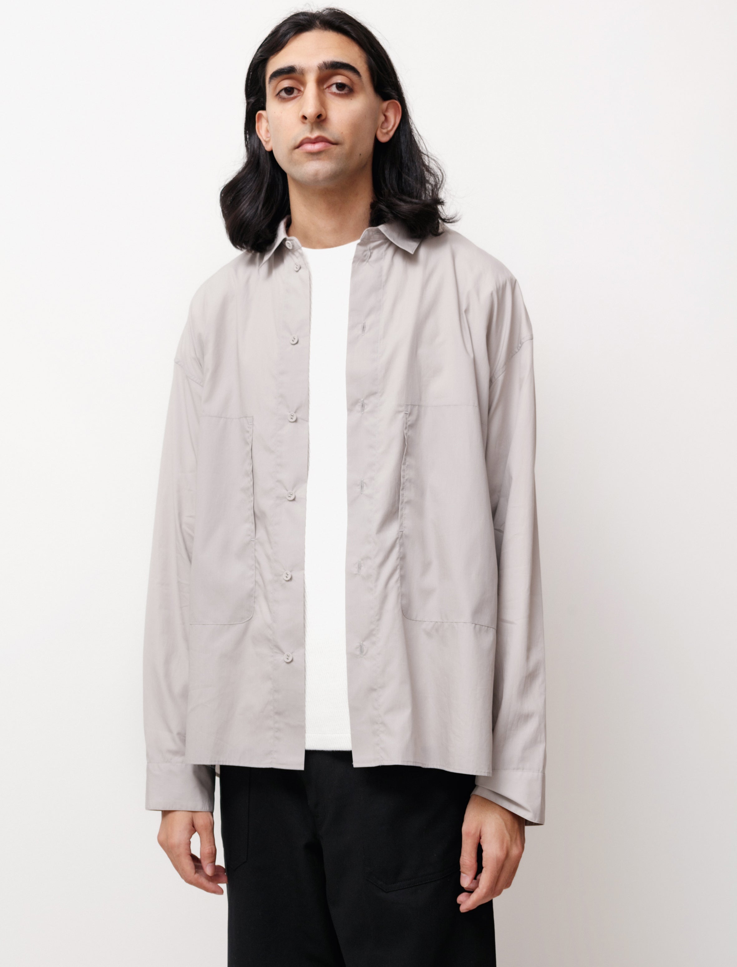 Shirt Jacket C Cotton Pale Grey