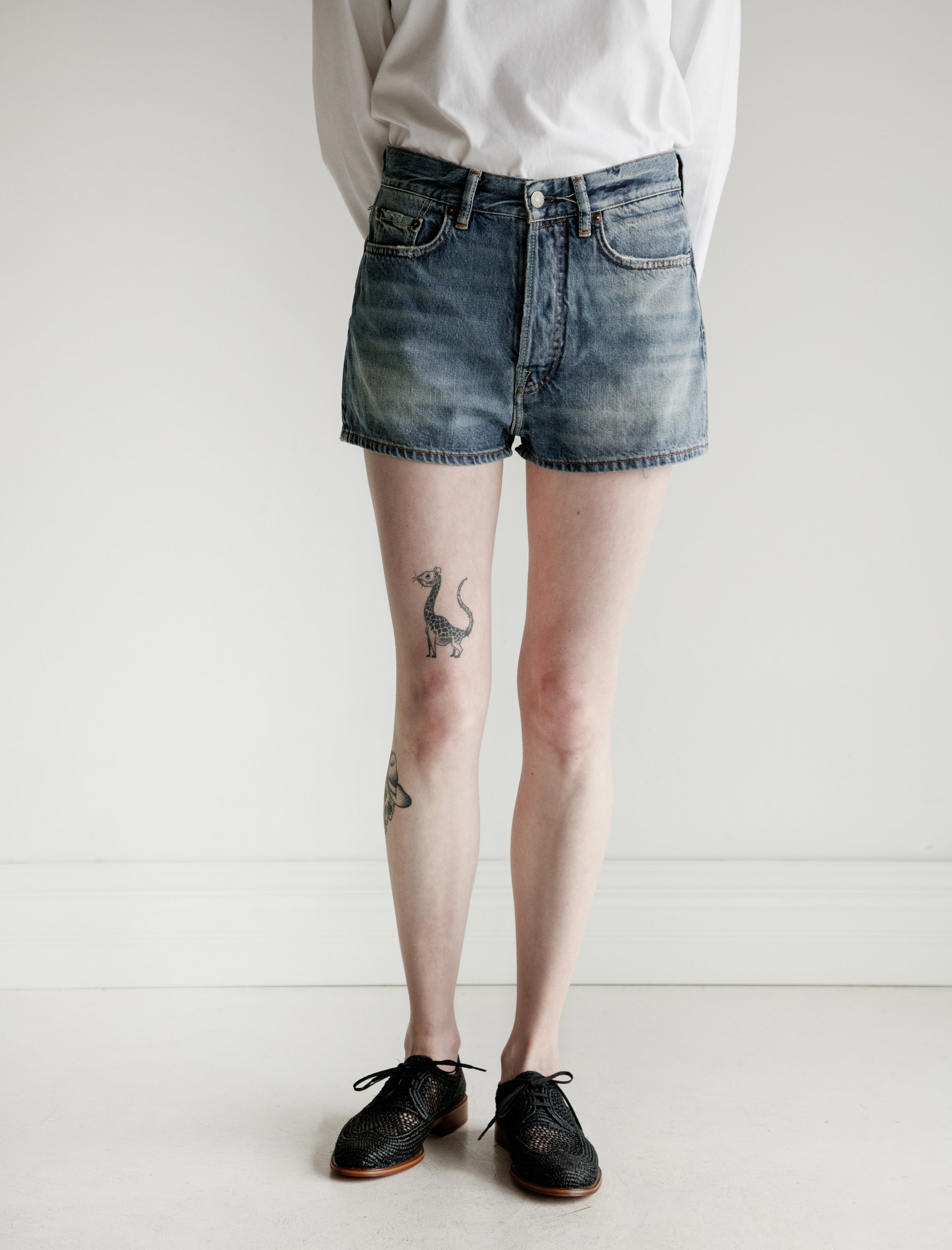 Acne Studios Ren Shorts Mid Blue Trash