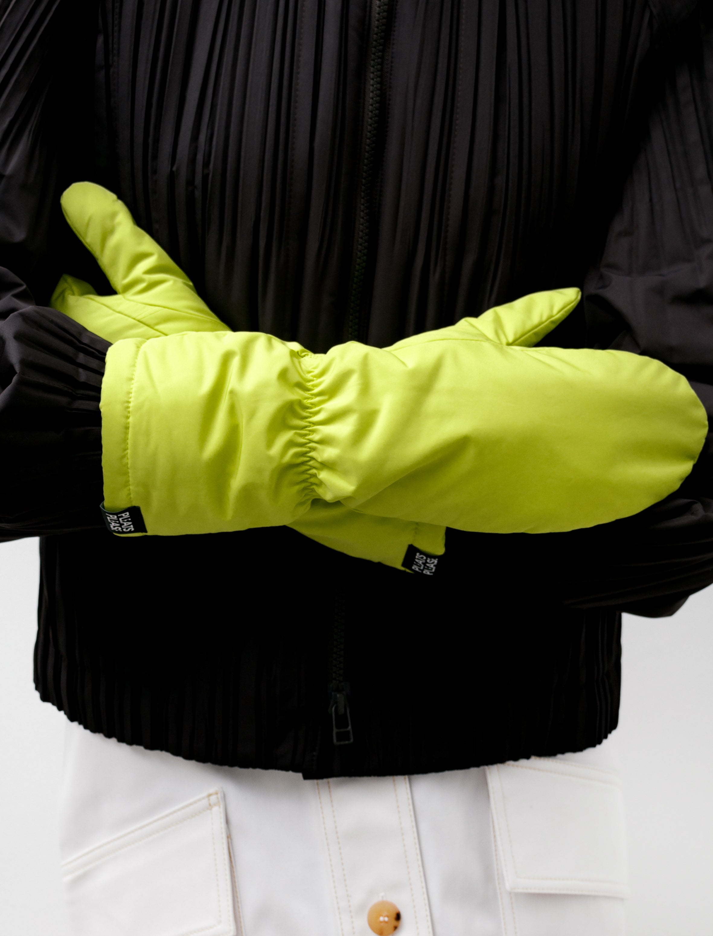 Pleats Please by Issey Miyake Pleats Mittens Yellow Green