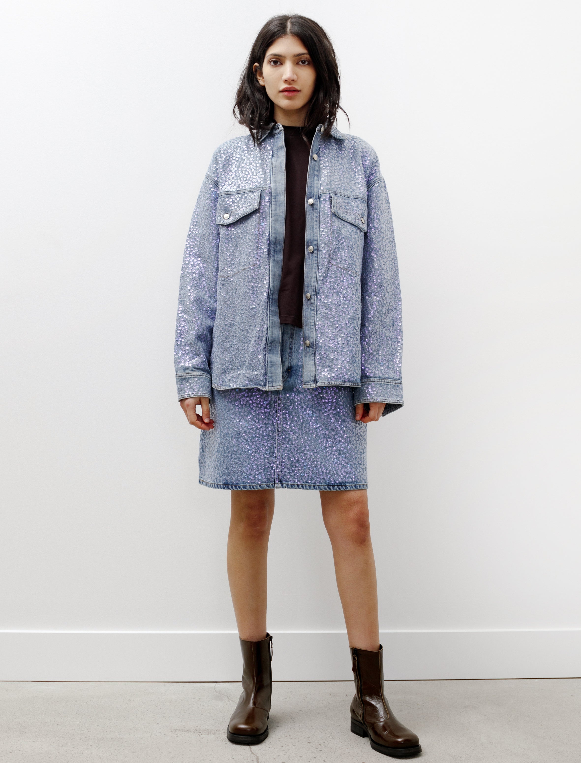 Acne Studios Sharmayne Denim Sequin Skirt