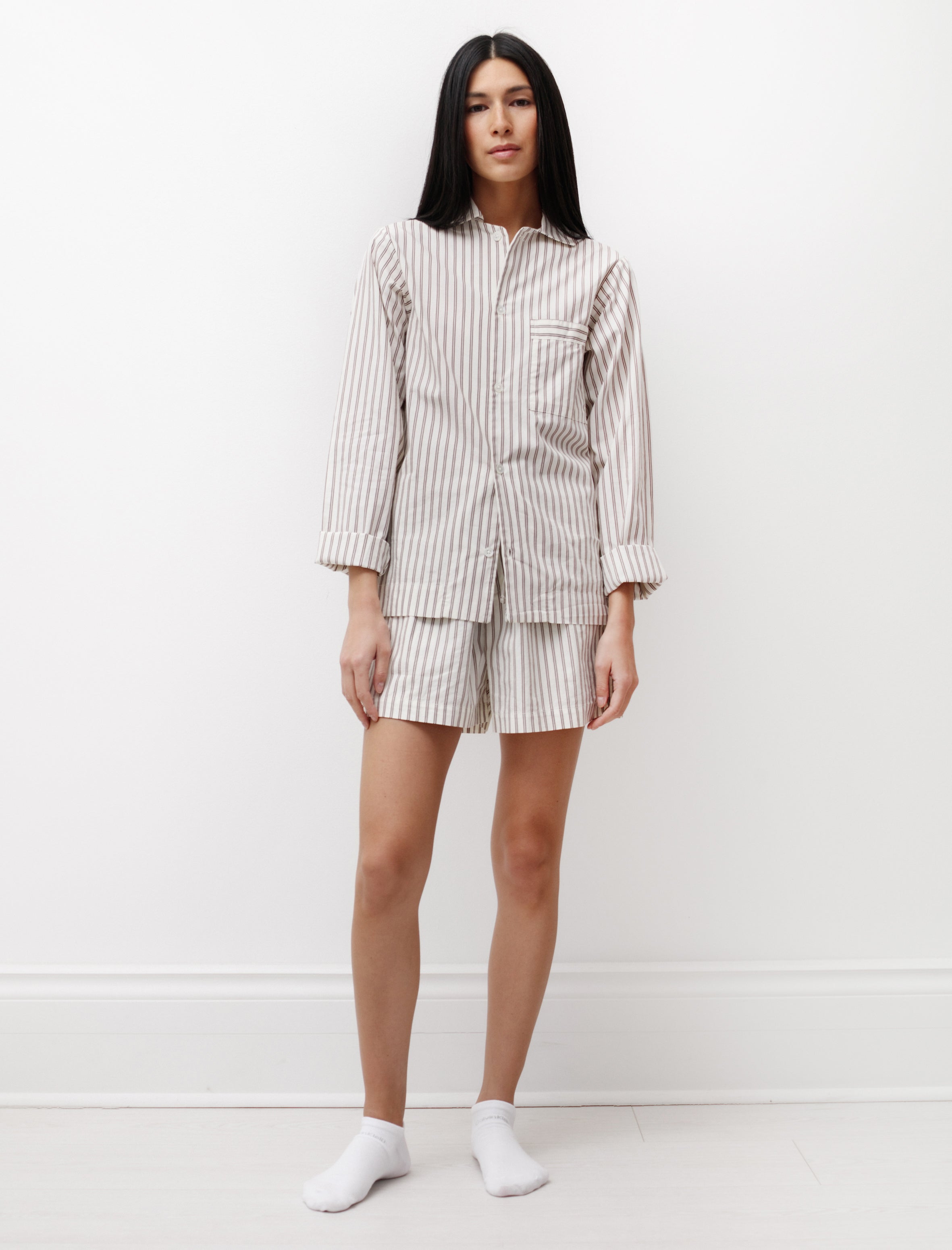 Tekla Poplin Pyjama Shirt Hopper Stripes