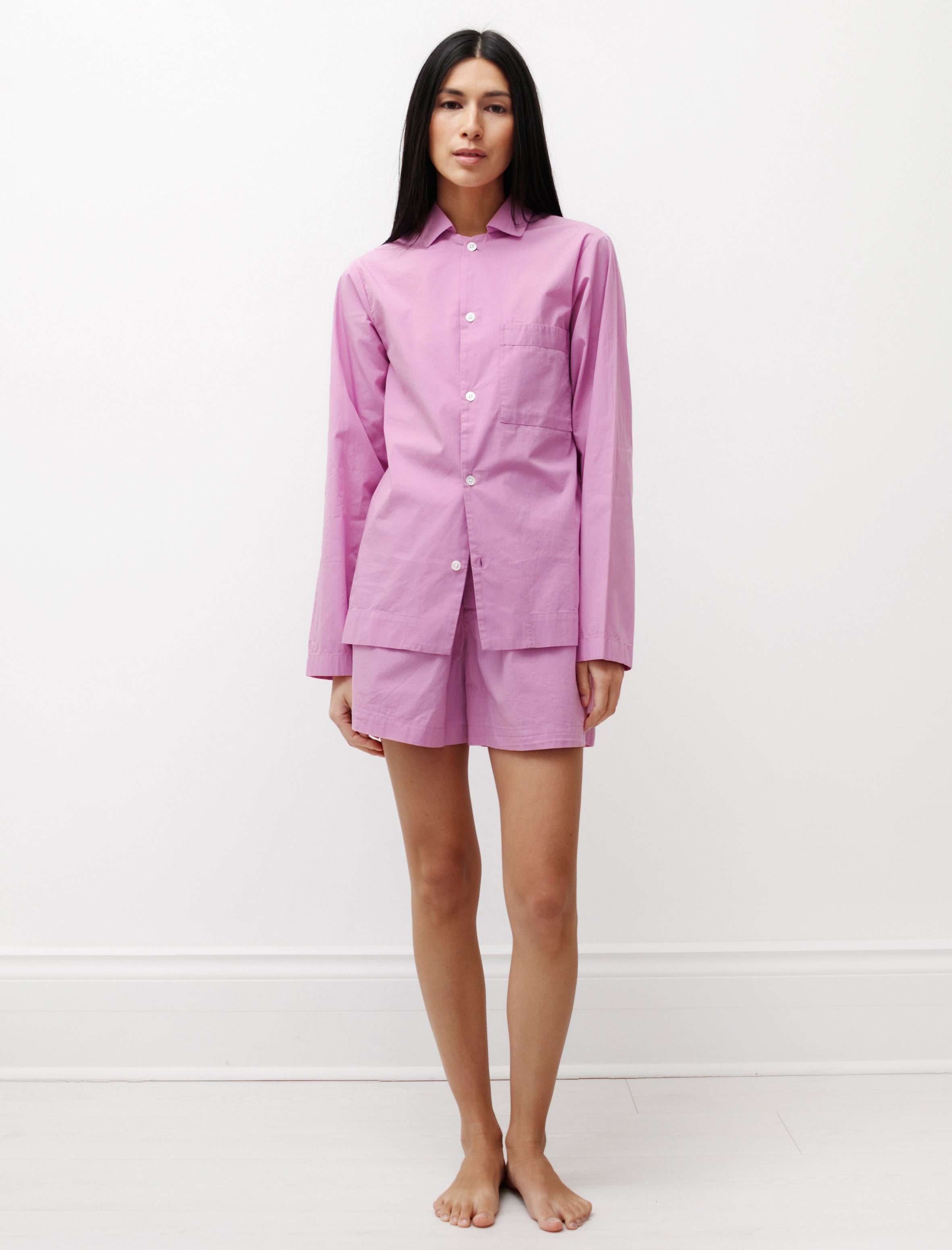 Tekla Poplin Pyjama Shirt Purple Pink