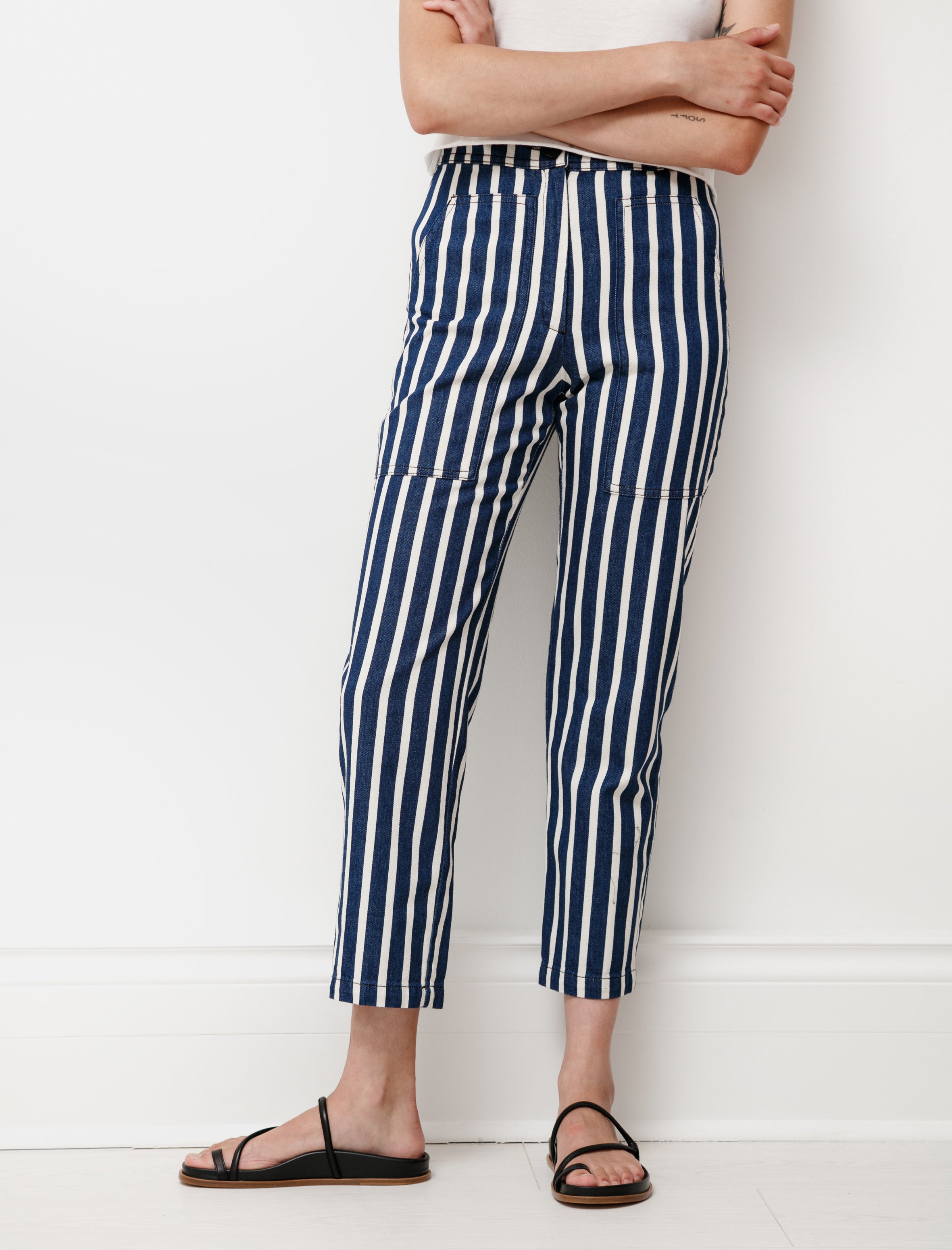 Hache Patch Pocket Striped Jeans