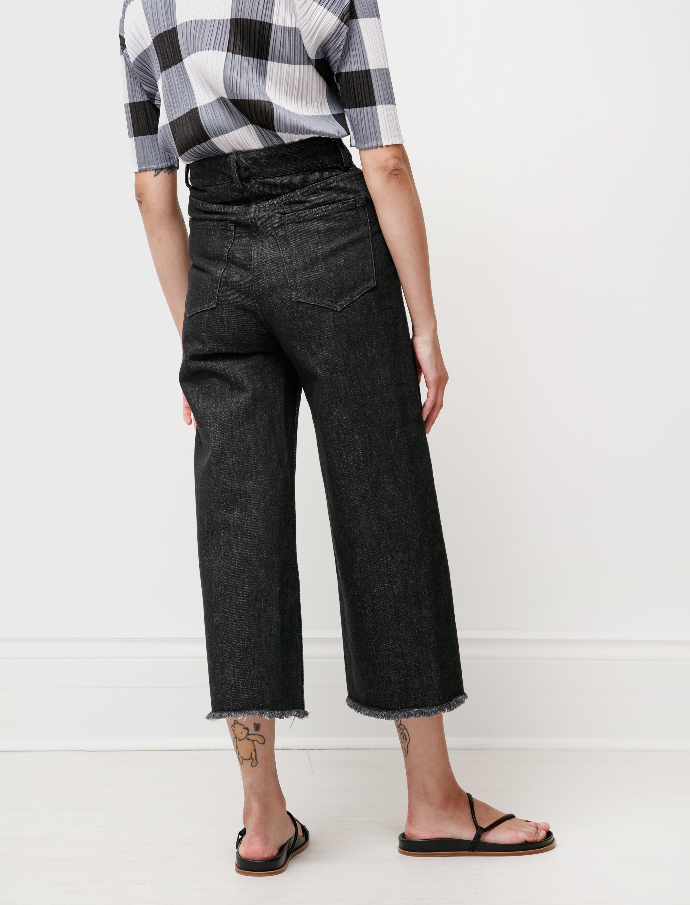 Wide Leg Unfinished Jeans Dark