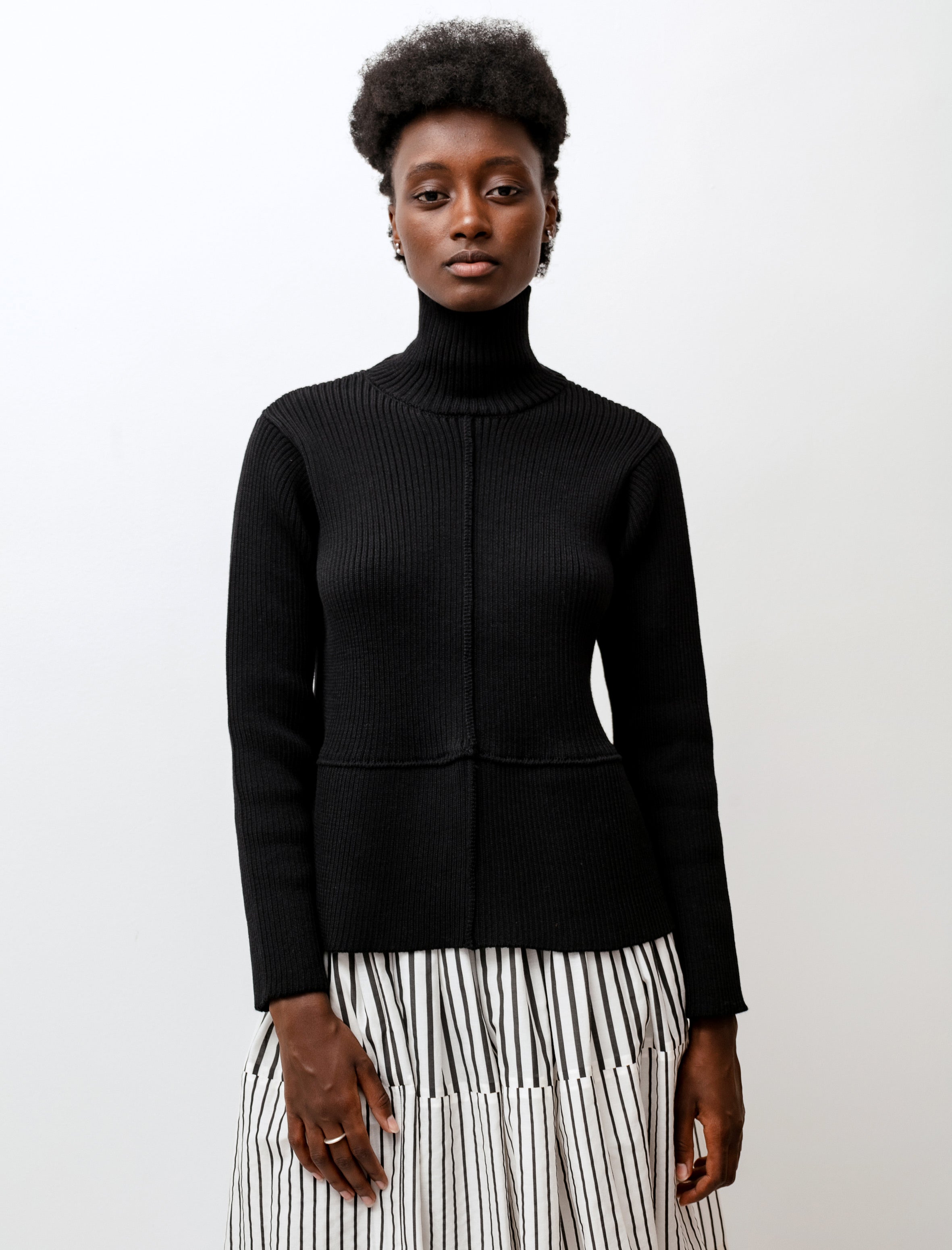 Sara Lanzi Turtleneck Sweater with Flounce Black – Neighbour