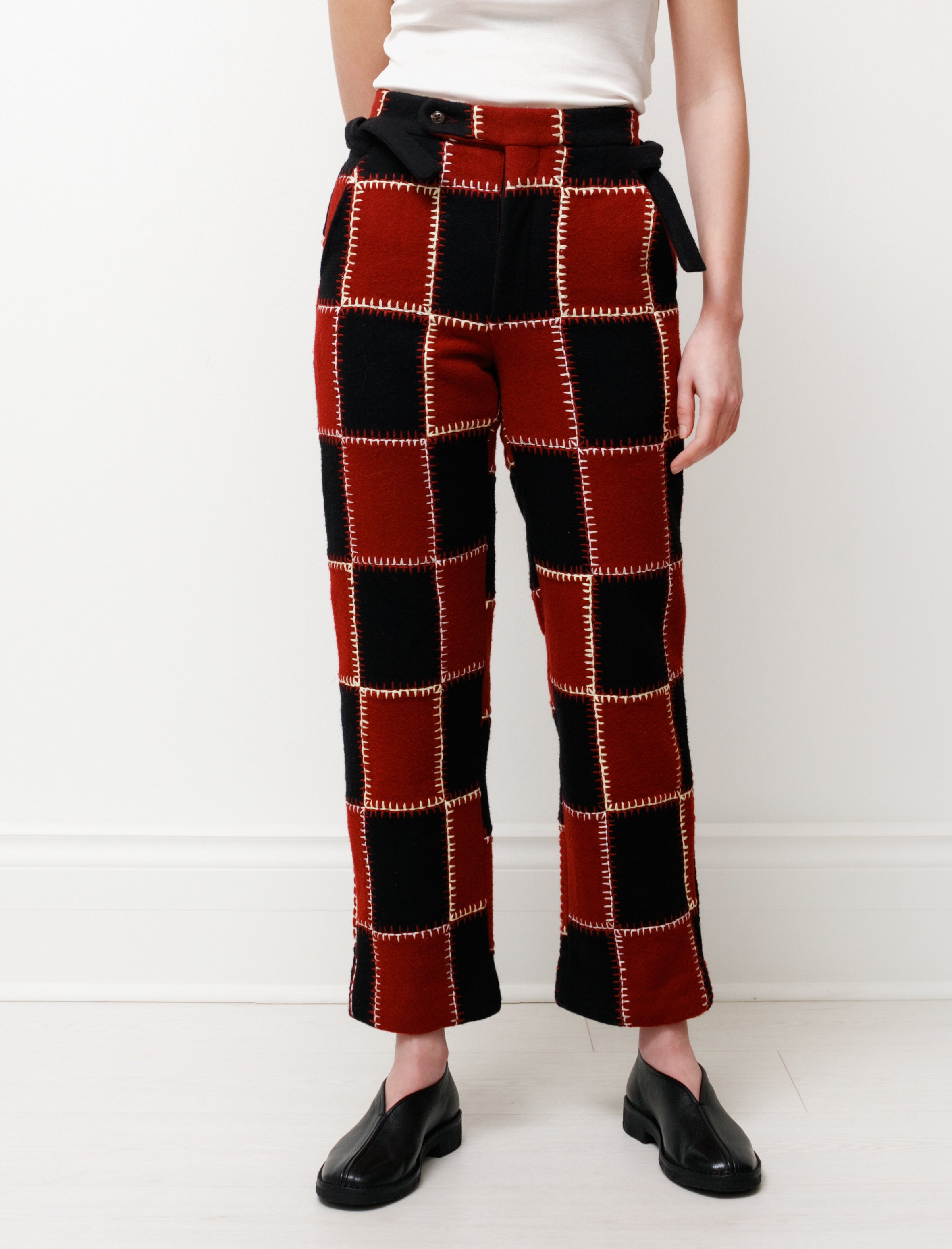 BODE PATCHWORK SQUARE SIDE TIE TROUSER-