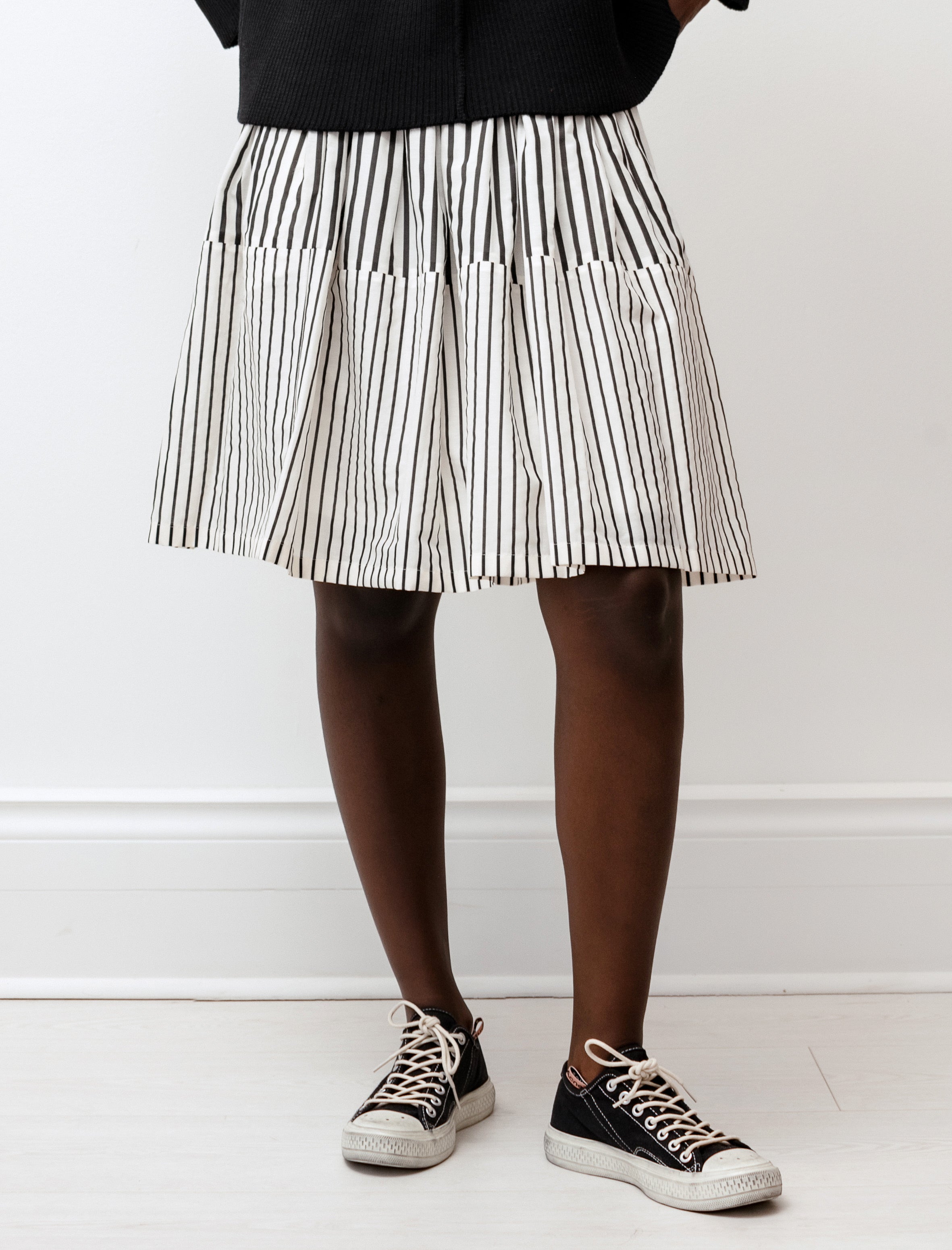 Sara Lanzi Gathered Skirt Double Stripe Print