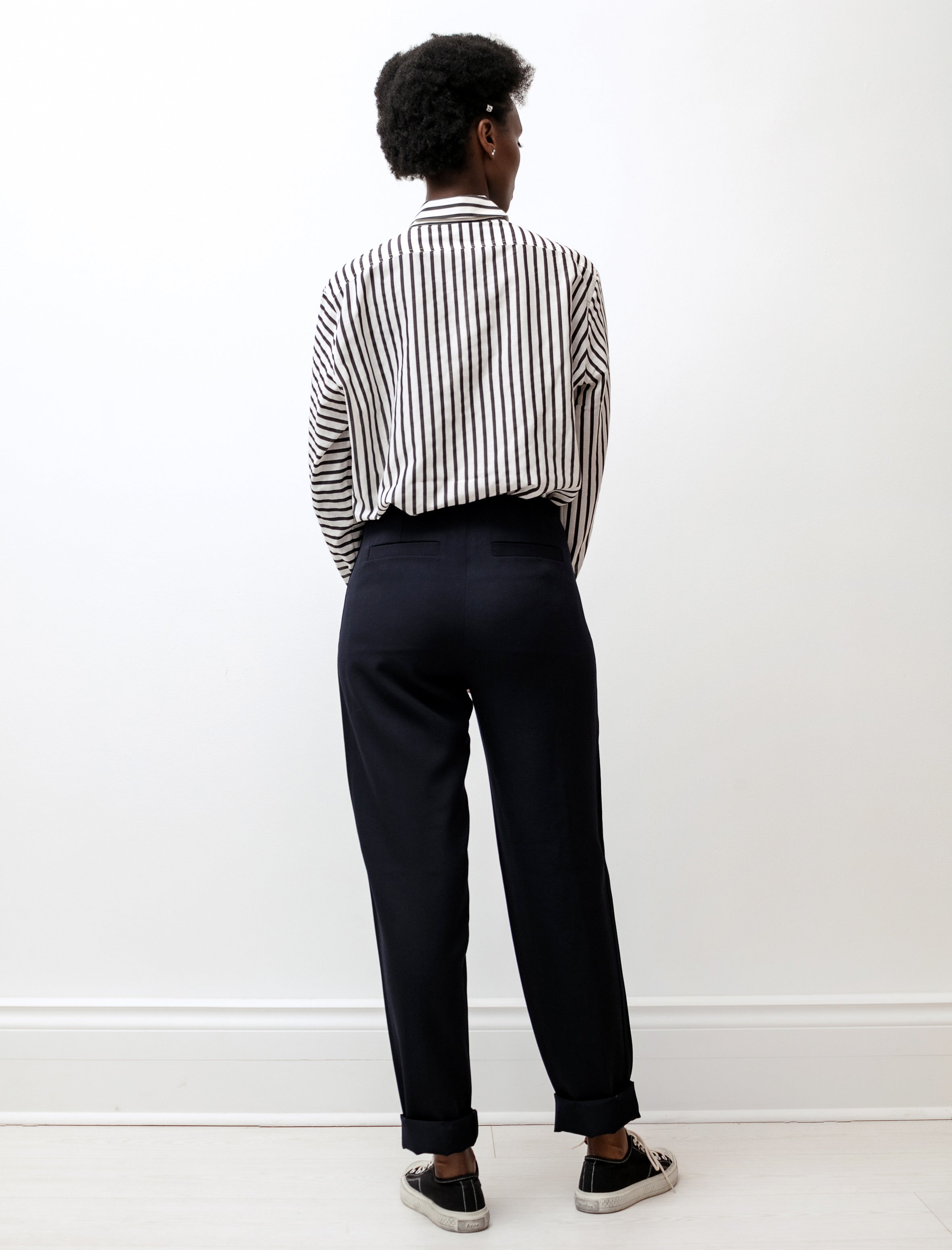 Sara Lanzi Ribbed Straight Pants Navy