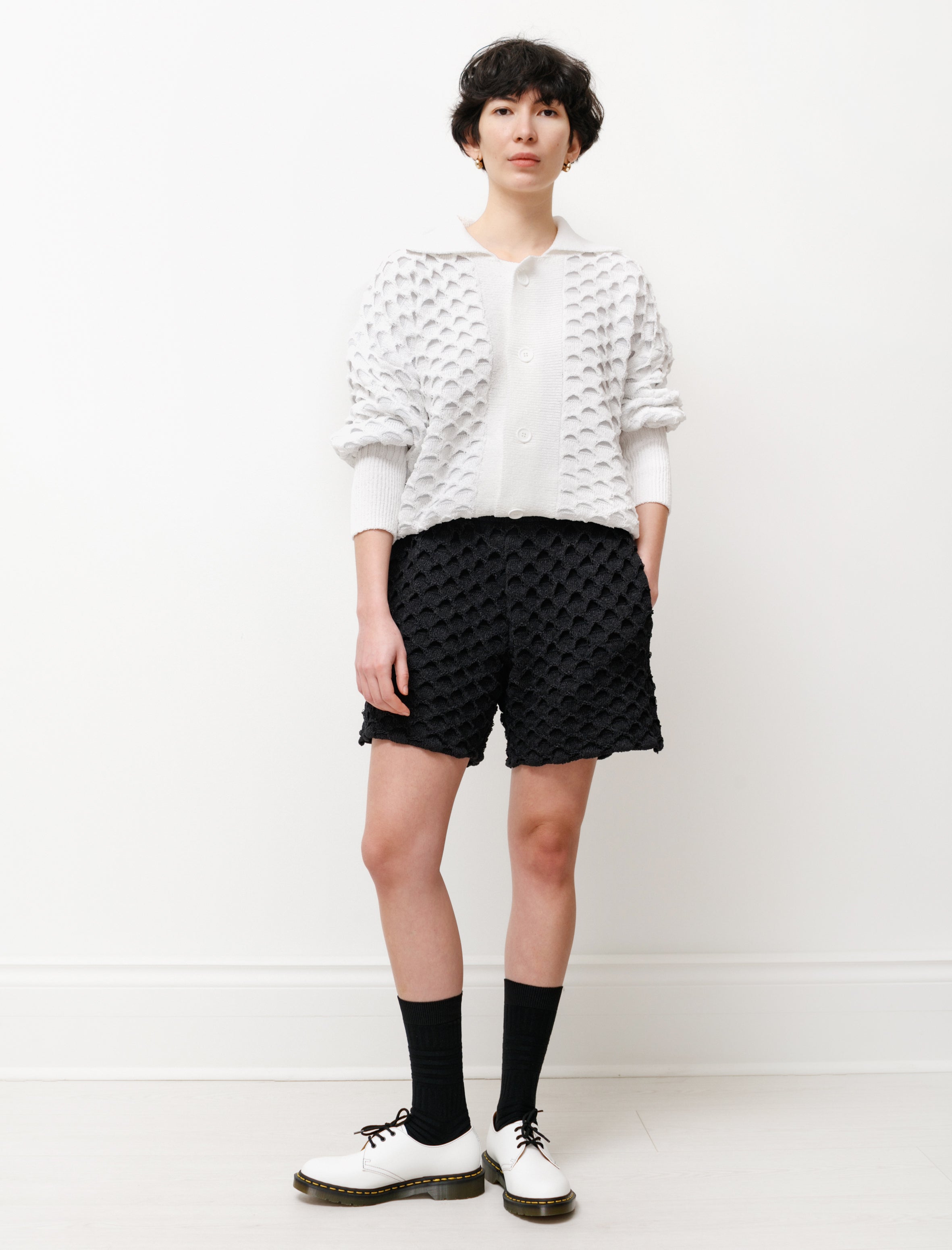 CFCL Oriel Paper Knit Shorts Black