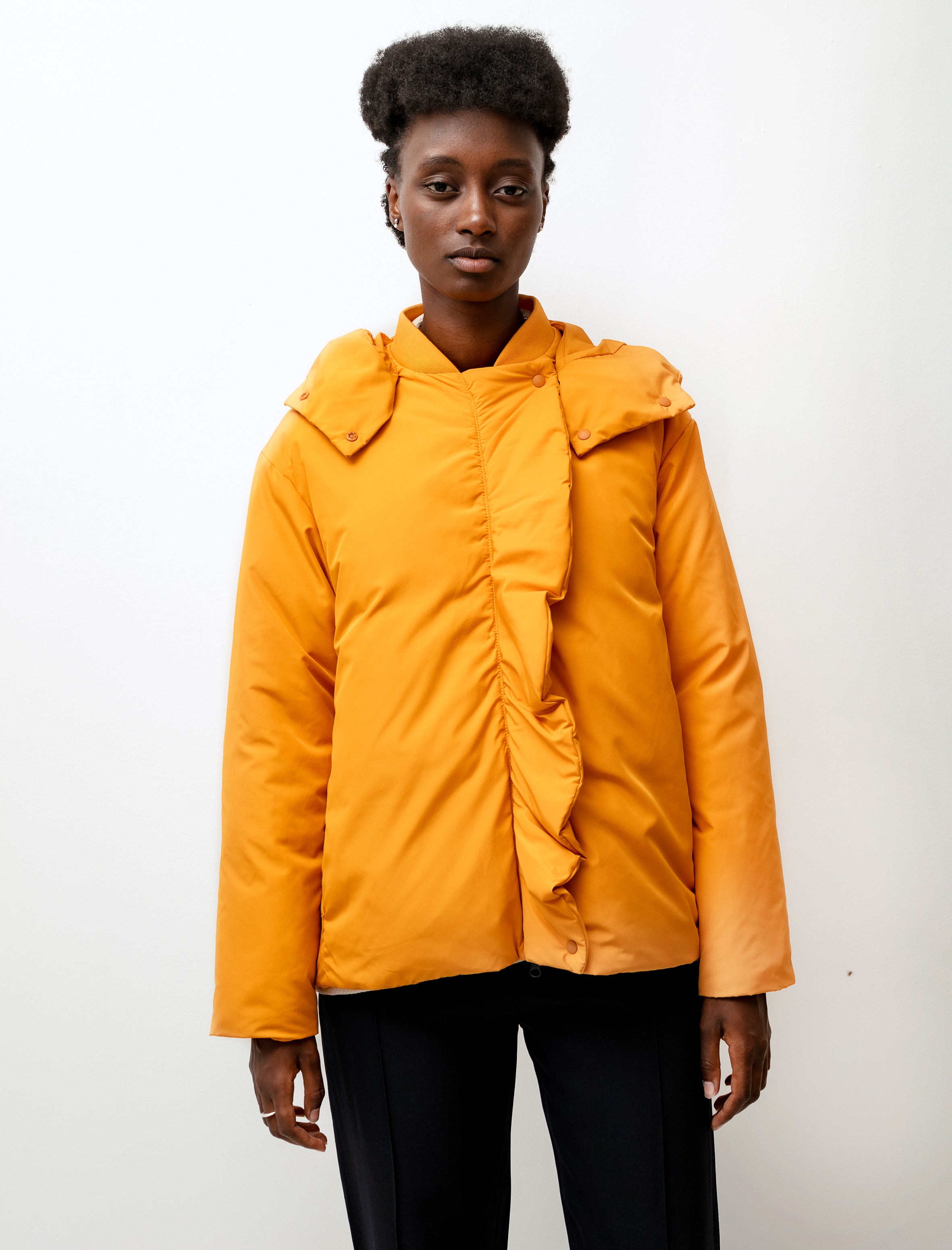 Sara Lanzi Puffer Hoodie Jacket Tangerine