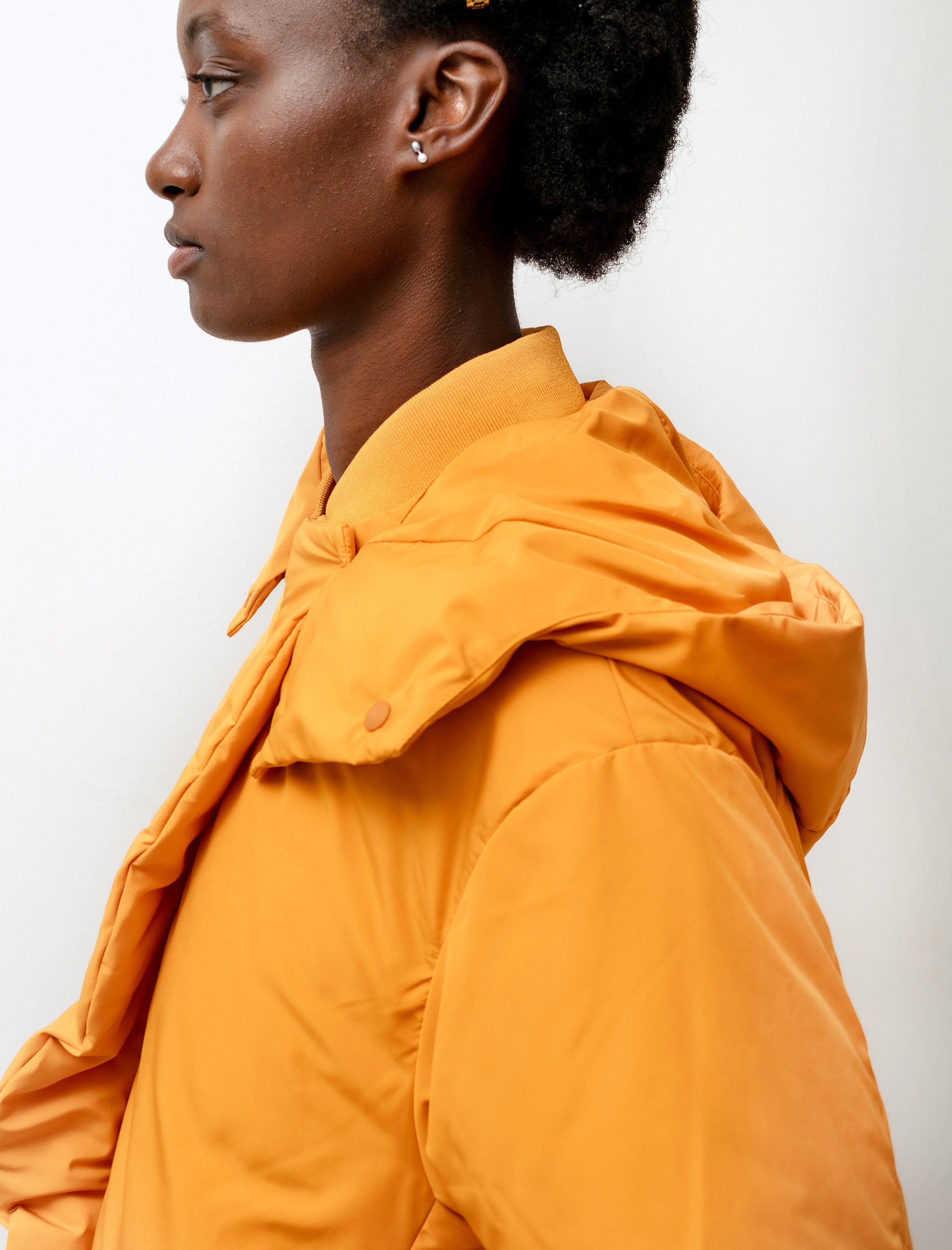 Sara Lanzi Puffer Hoodie Jacket Tangerine