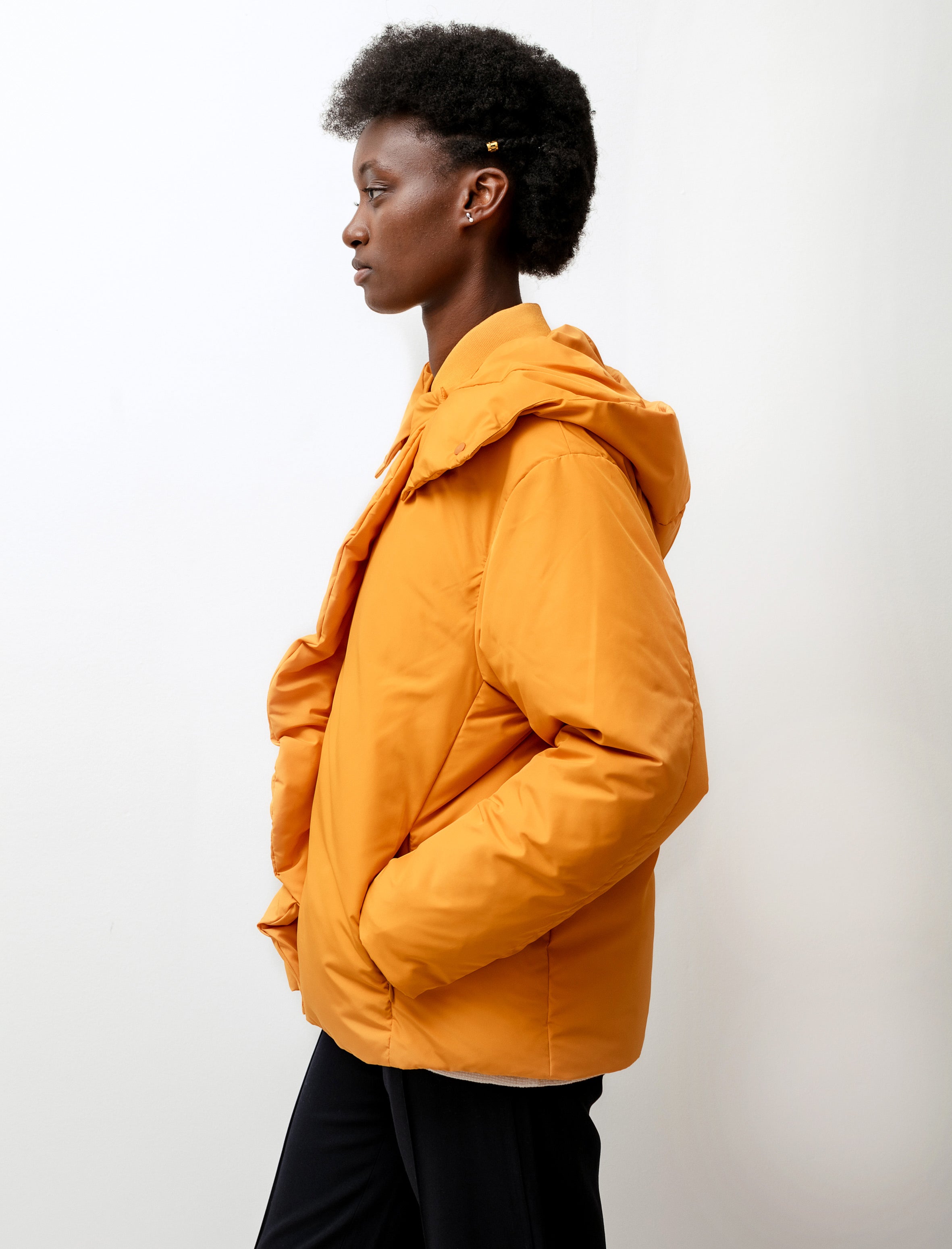 Sara Lanzi Puffer Hoodie Jacket Tangerine