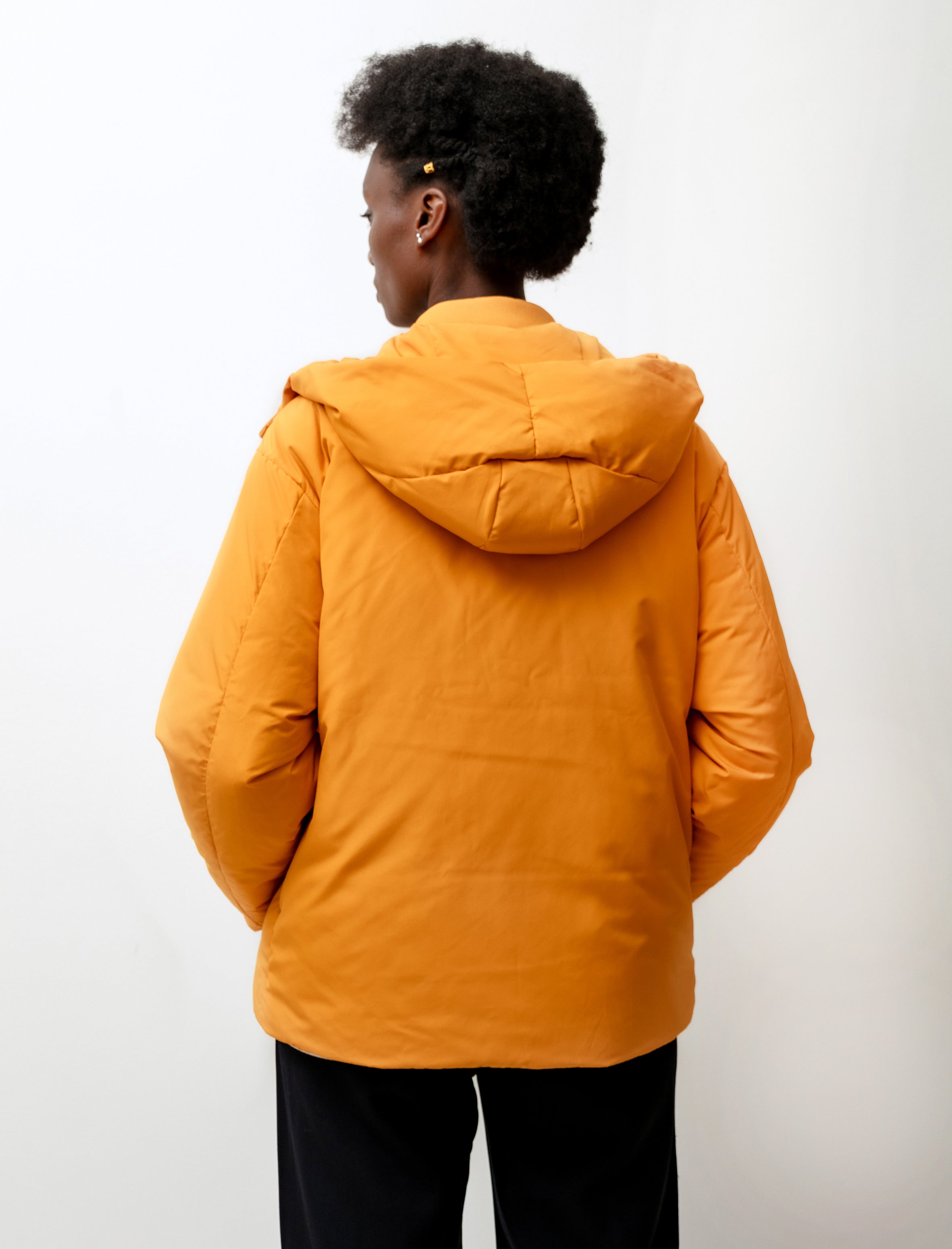 Sara Lanzi Puffer Hoodie Jacket Tangerine