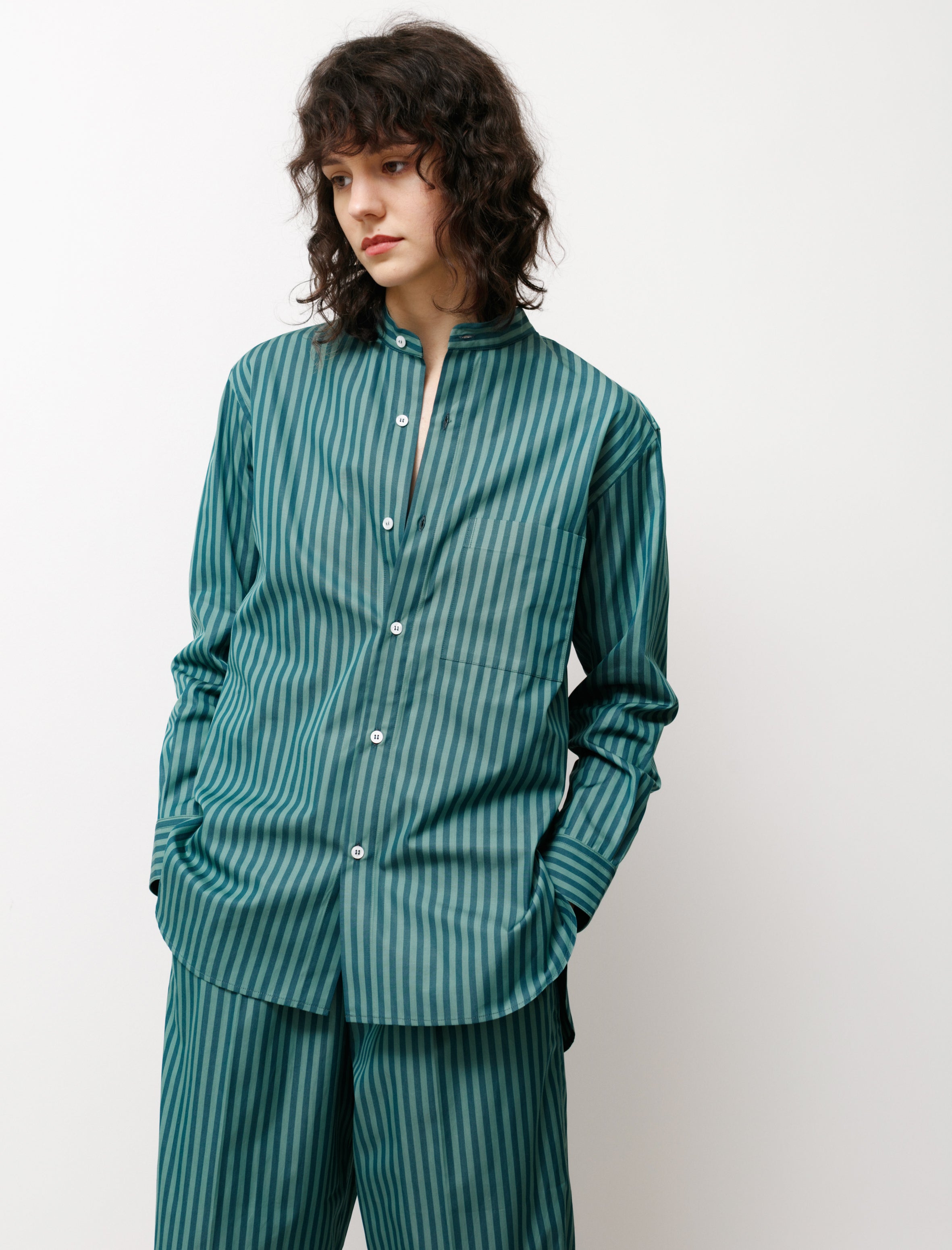 Cristaseya Mao Shirt Green Stripes – Neighbour