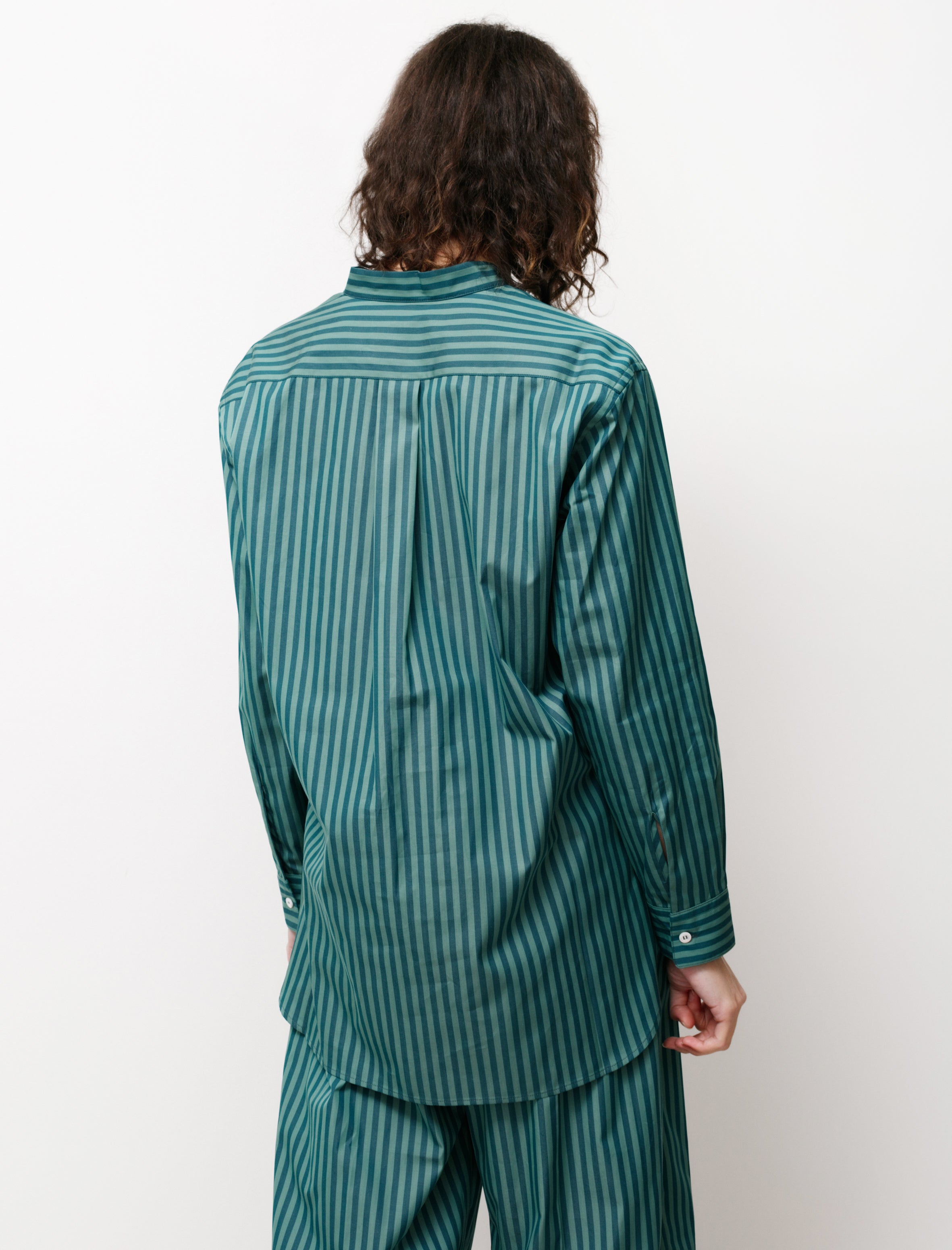 Mao Shirt Green Stripes