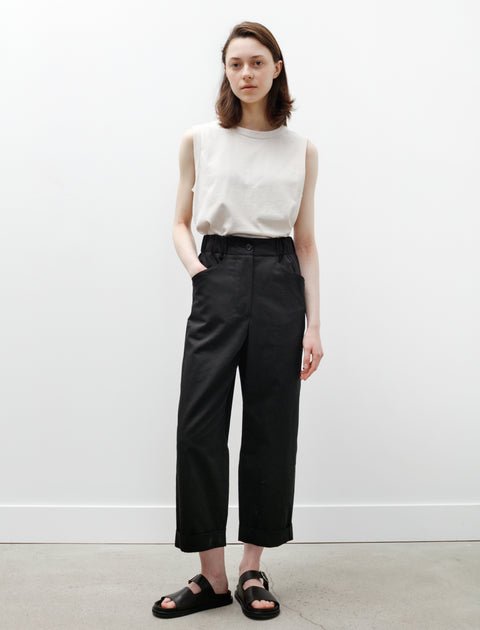 Margaret Howell Relaxed Crop Trousers Cotton Linen Twill Black – Neighbour