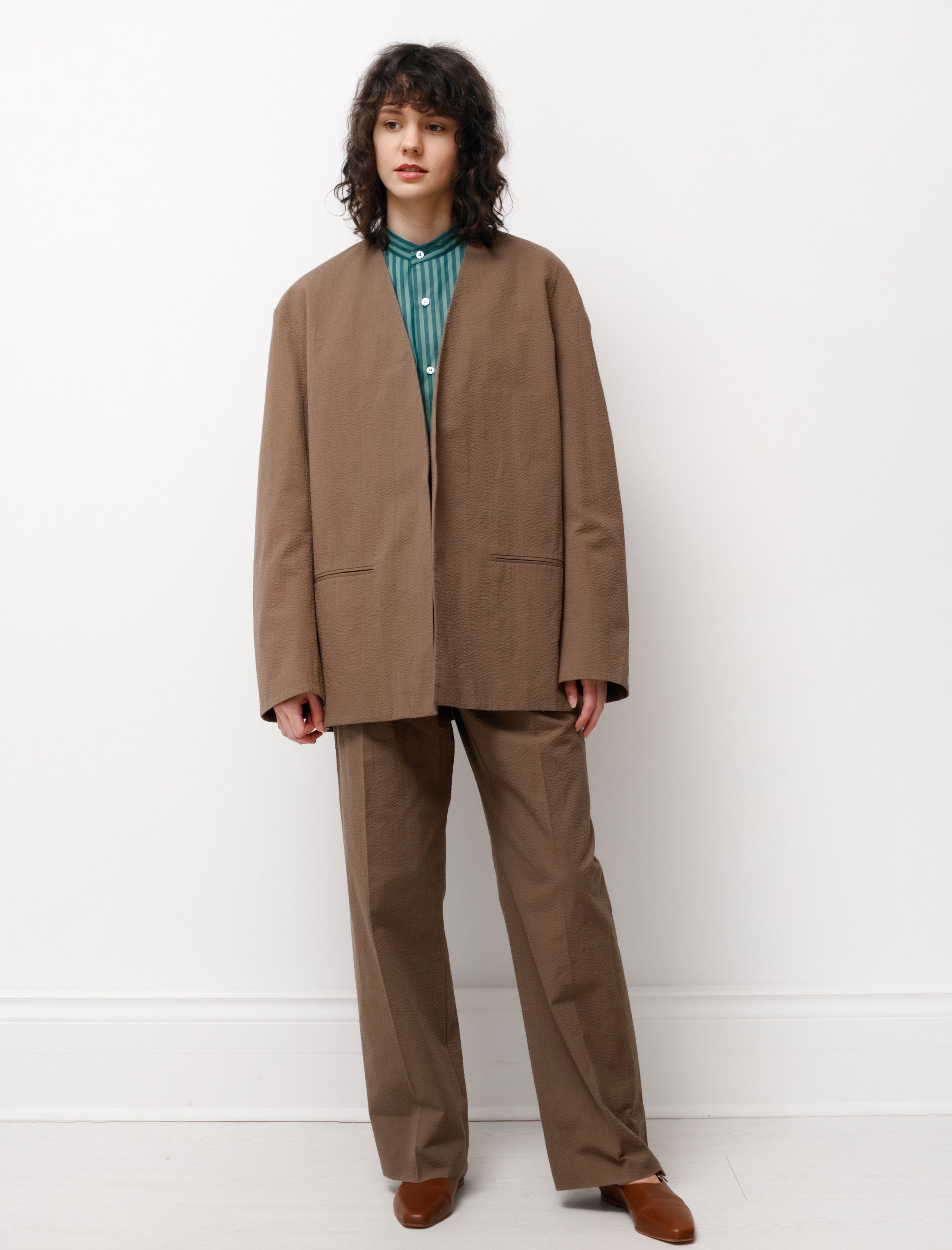 MORABITO/collarless jacket/brown-