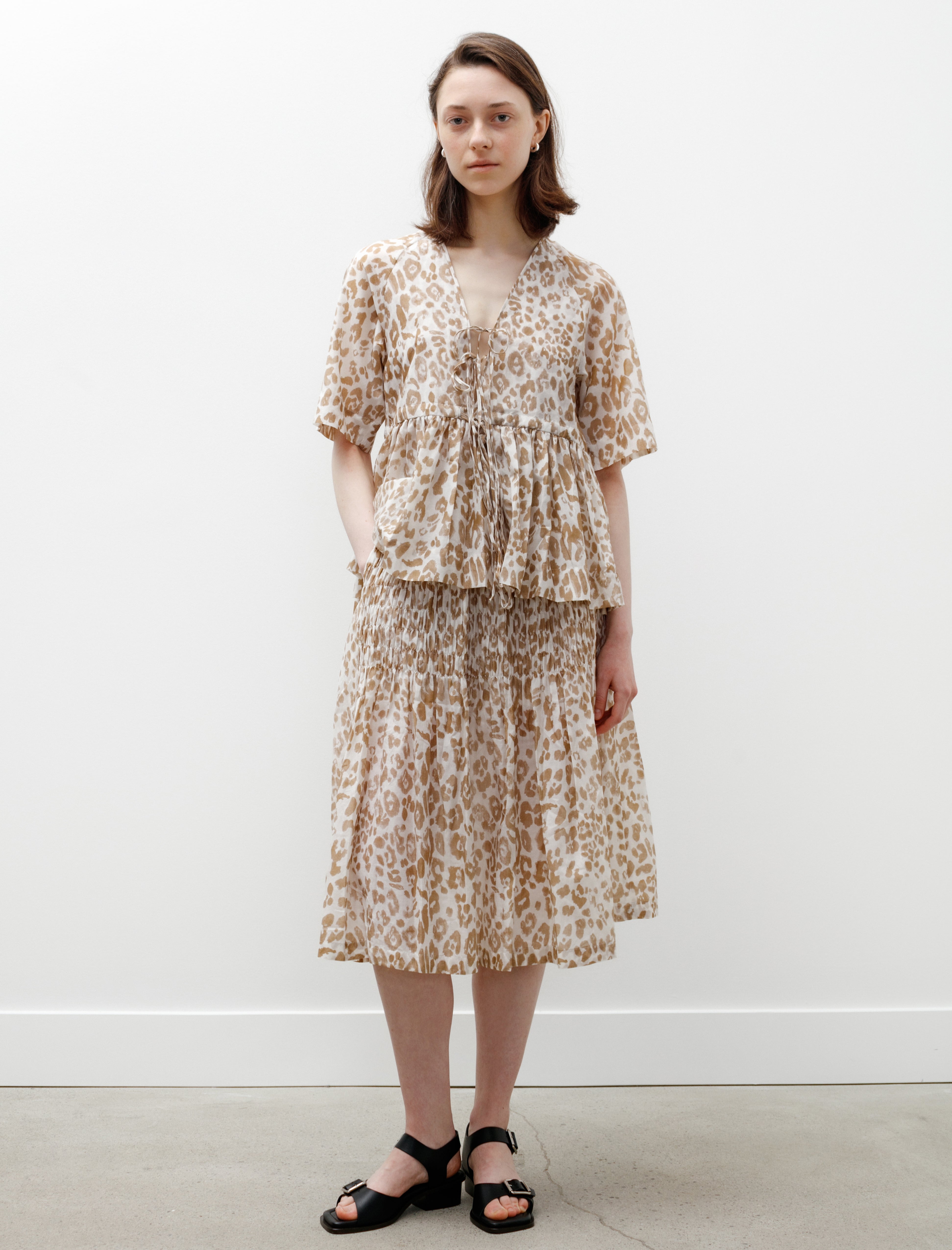 Sara Lanzi Quilted Skirt Leopard Beige