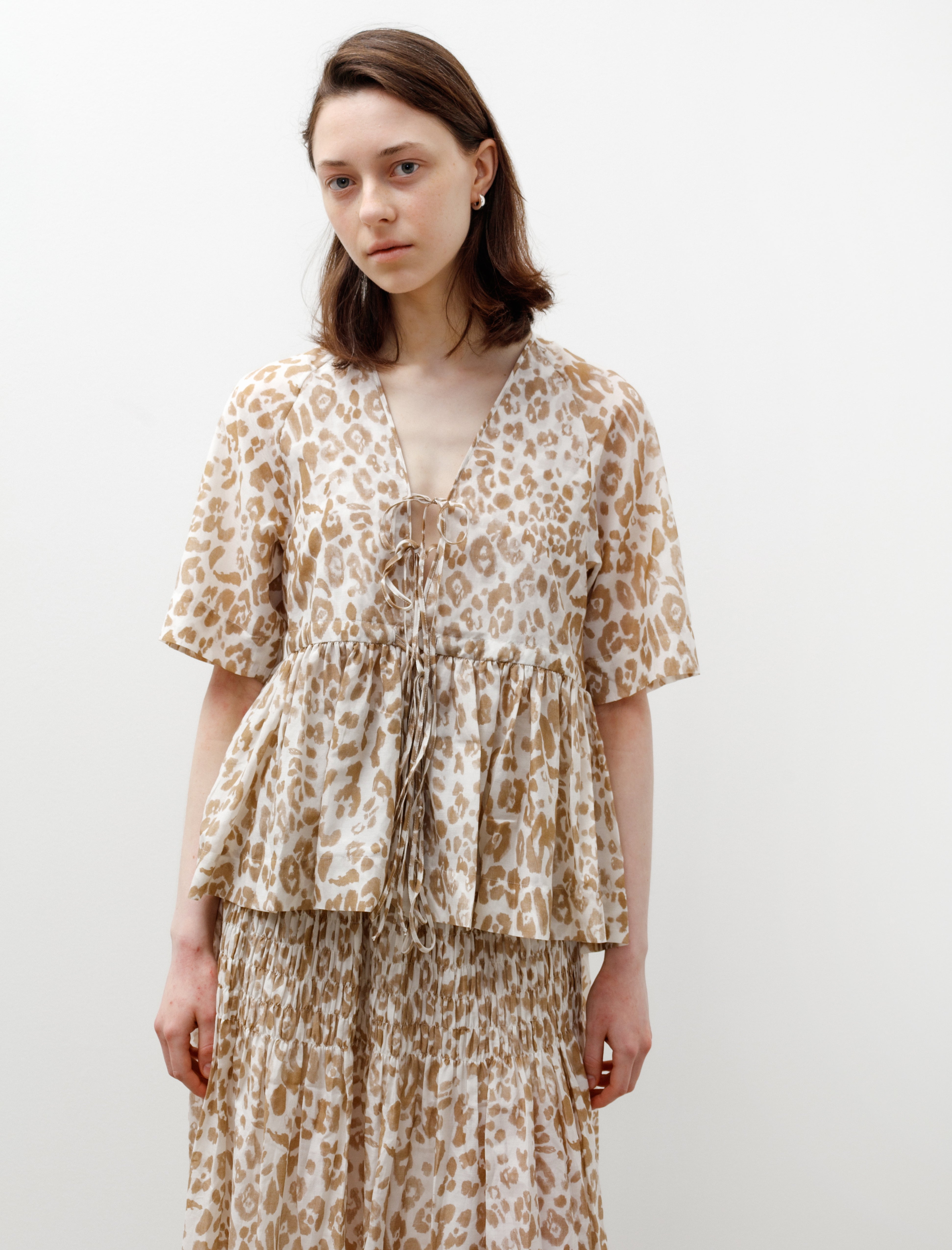 Sara Lanzi Mina Top Leopard Beige