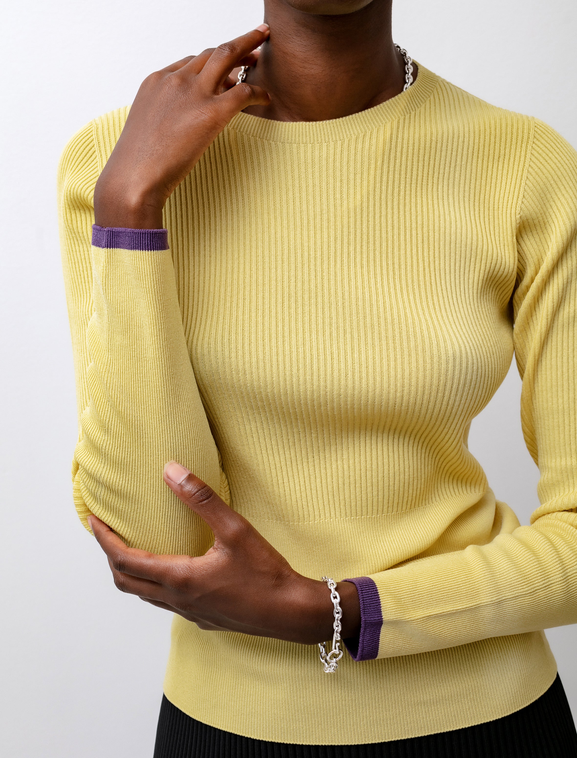 CFCL Cupro Rib Top Yellow/Purple