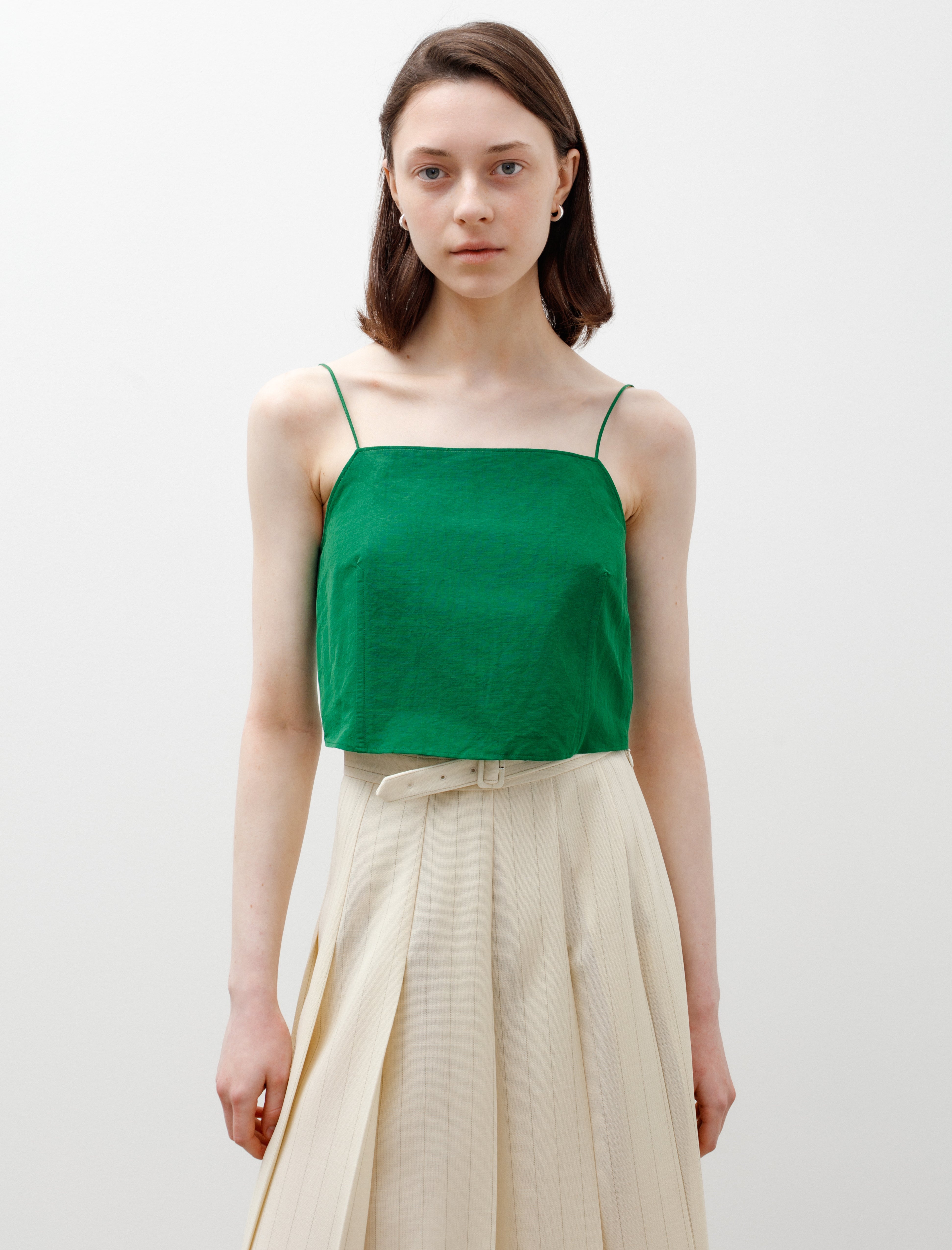 Auralee High Density Finx Linen Camisole Green