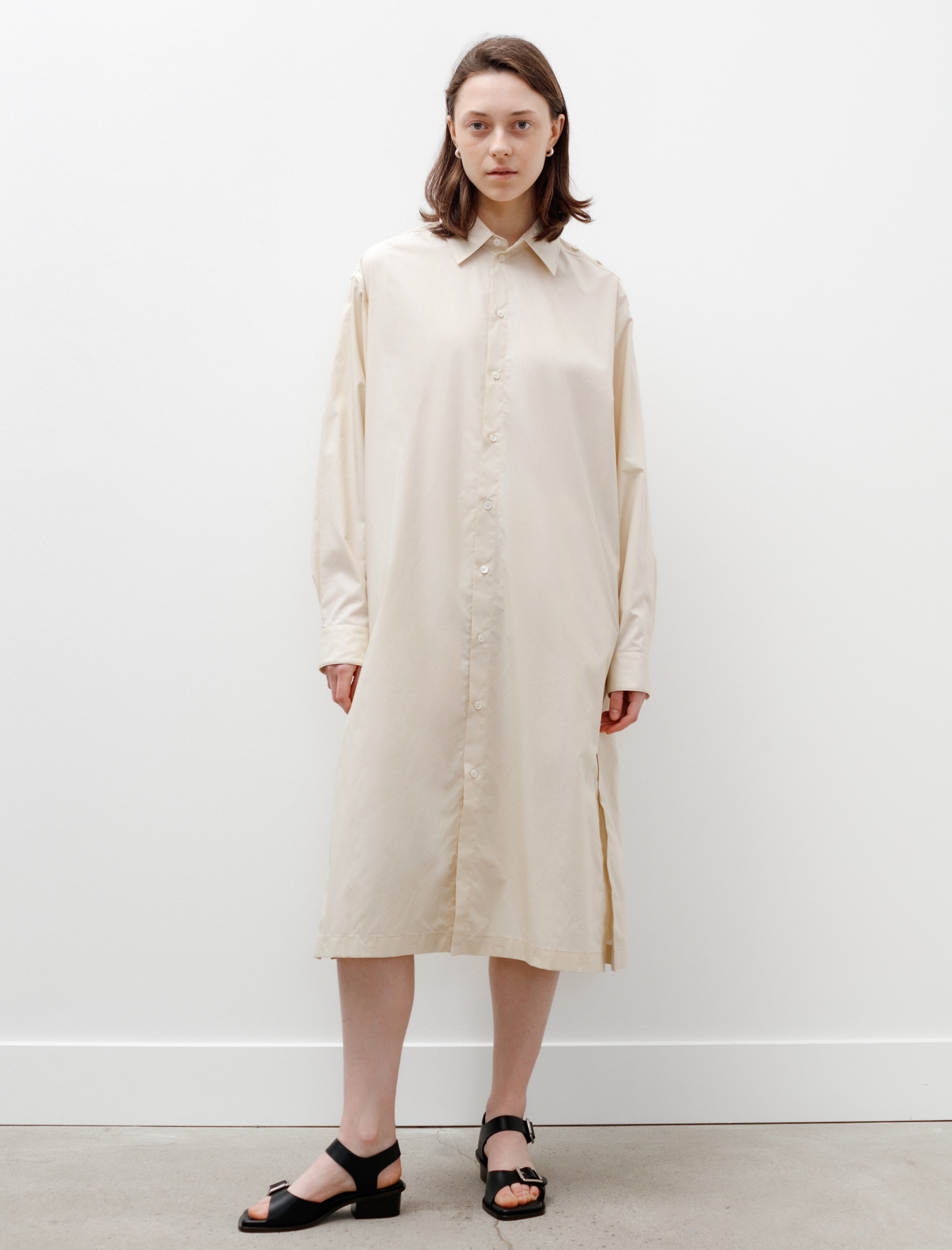 Lemaire Playful Buttoned Shirt Dress Cream