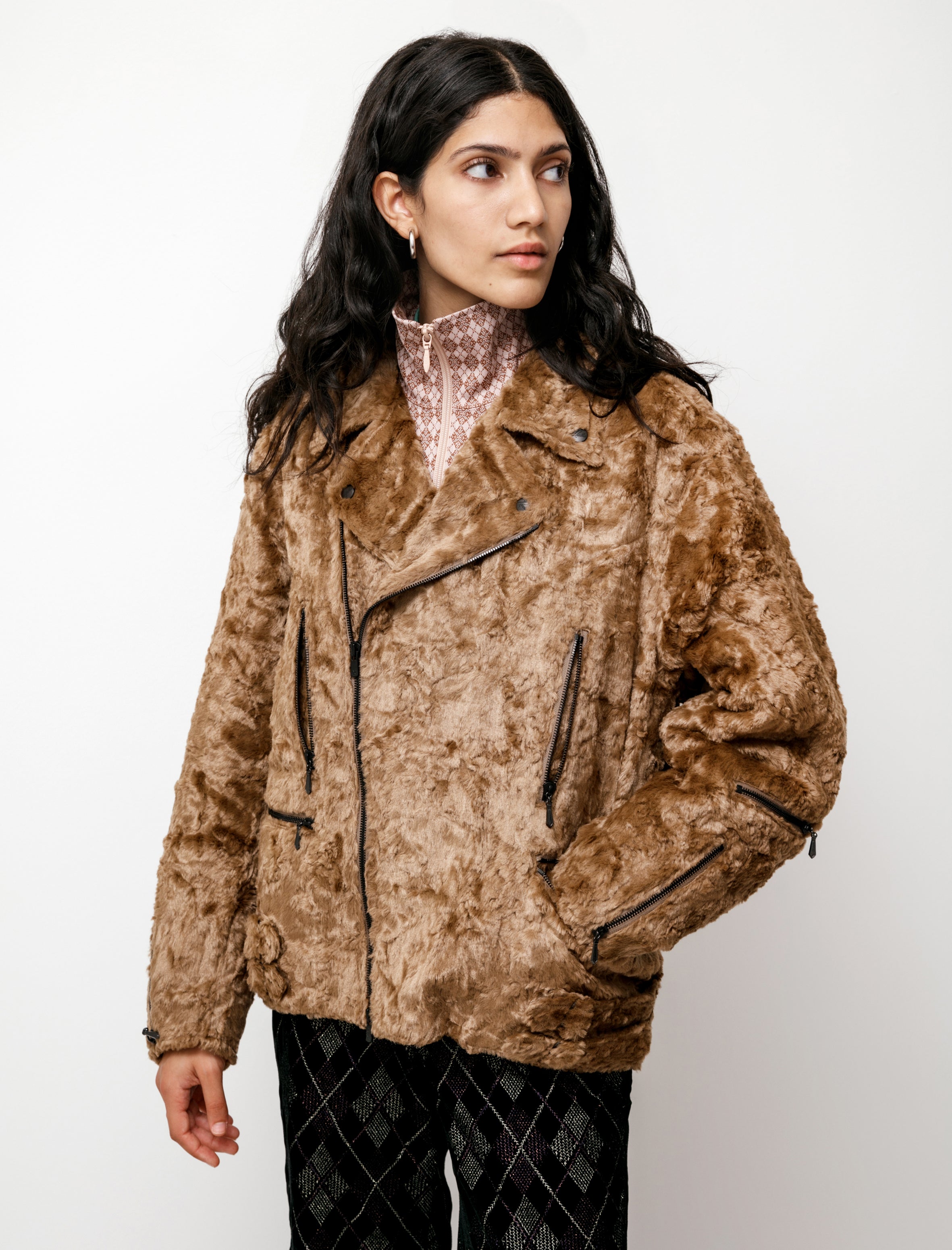 Needles Double Riders Faux Fur Jacket Caramel