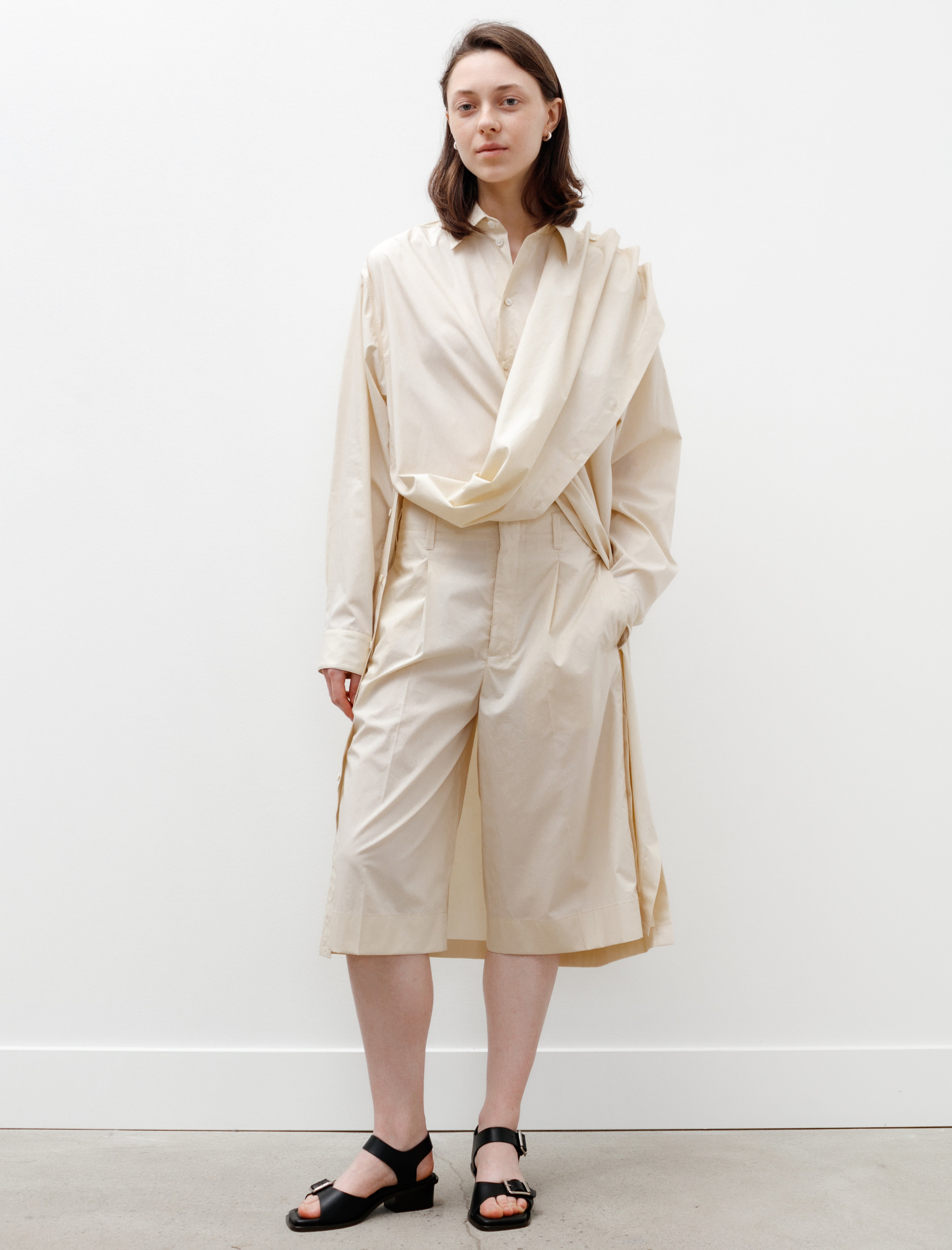 Lemaire Playful Buttoned Shirt Dress Cream